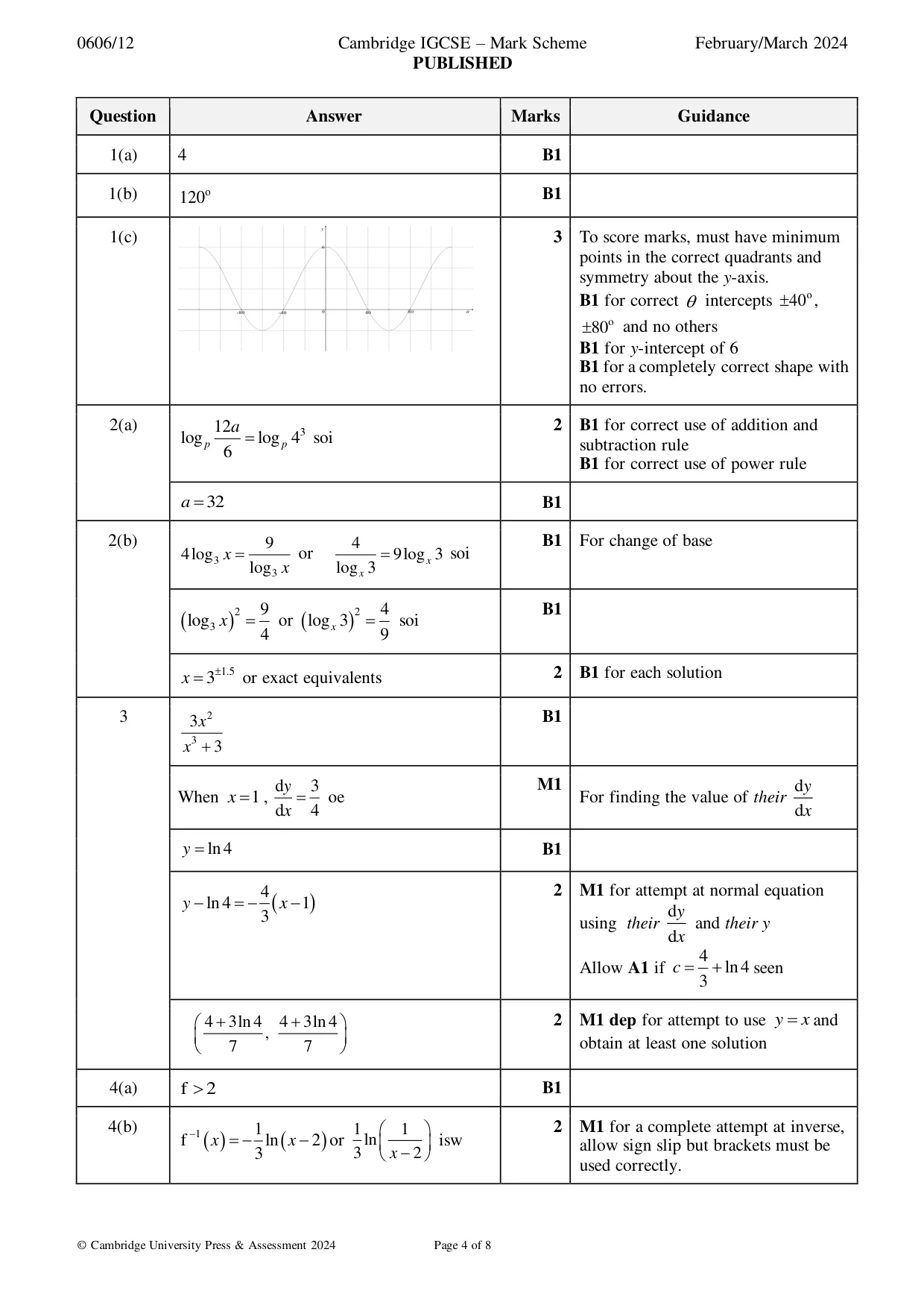 Mark scheme, page 4 of 8
