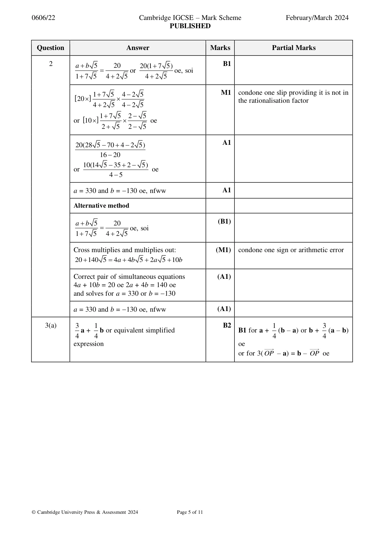 Mark scheme, page 5 of 11