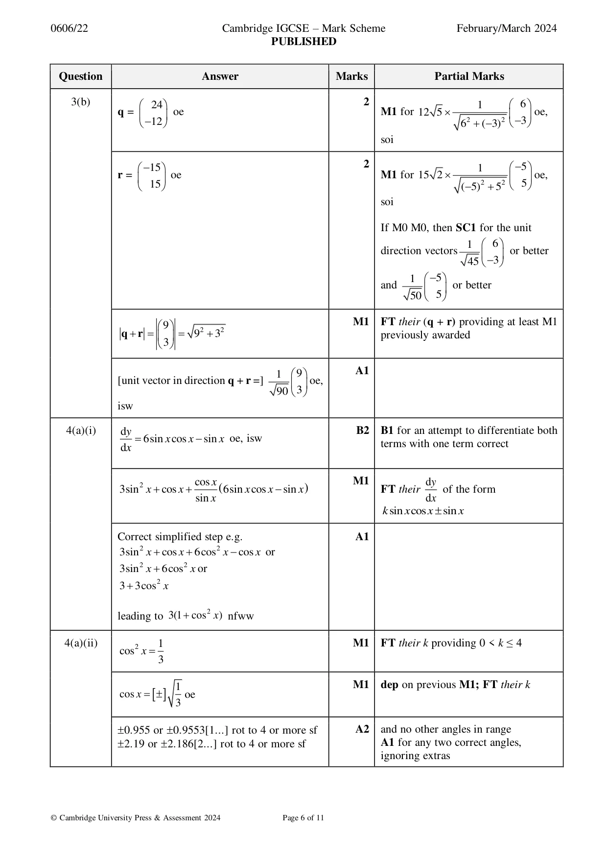 Mark scheme, page 6 of 11