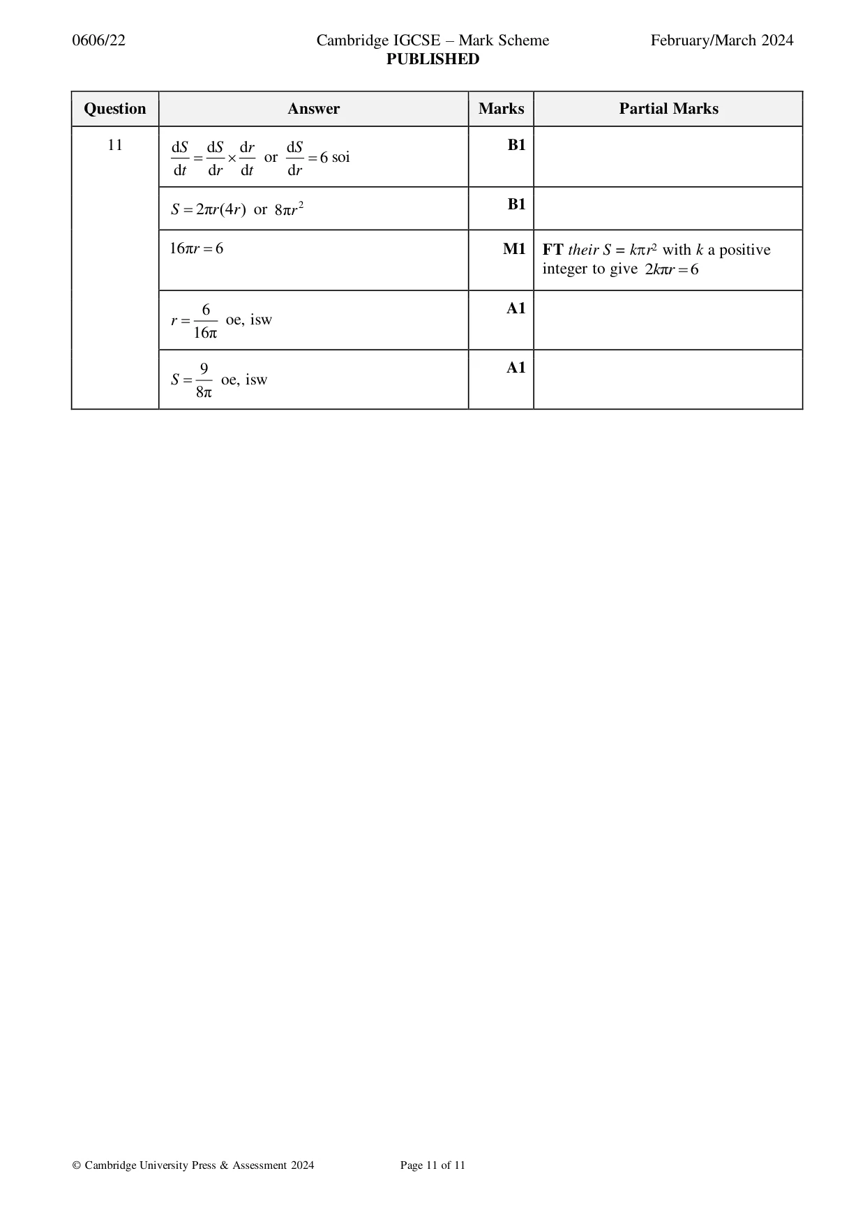 Mark scheme, page 11 of 11
