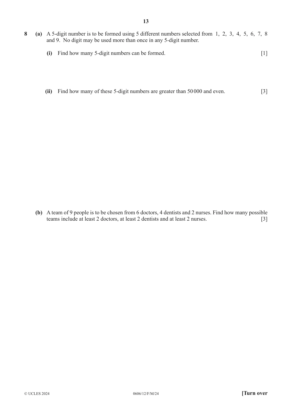 Cambridge IGCSE Mathematics - Additional 0606 2024 Feb/March Paper 1 · Variant 2 question paper, page 13 of 16