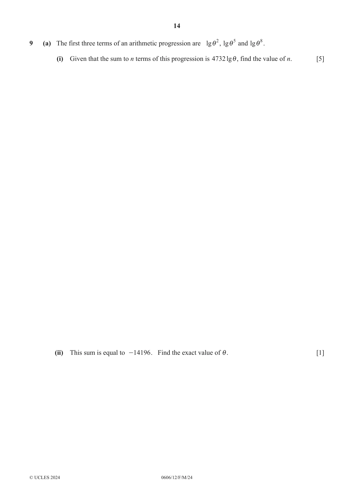 Cambridge IGCSE Mathematics - Additional 0606 2024 Feb/March Paper 1 · Variant 2 question paper, page 14 of 16