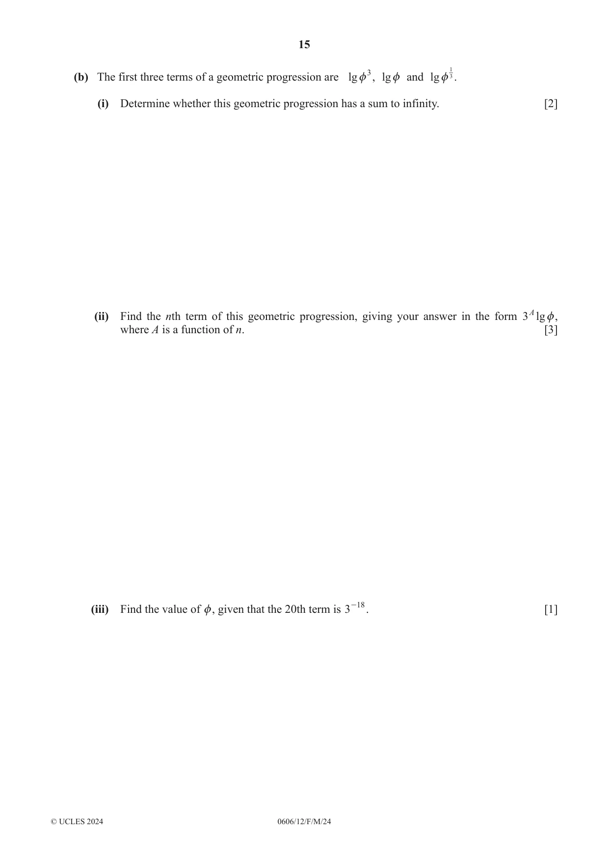Cambridge IGCSE Mathematics - Additional 0606 2024 Feb/March Paper 1 · Variant 2 question paper, page 15 of 16