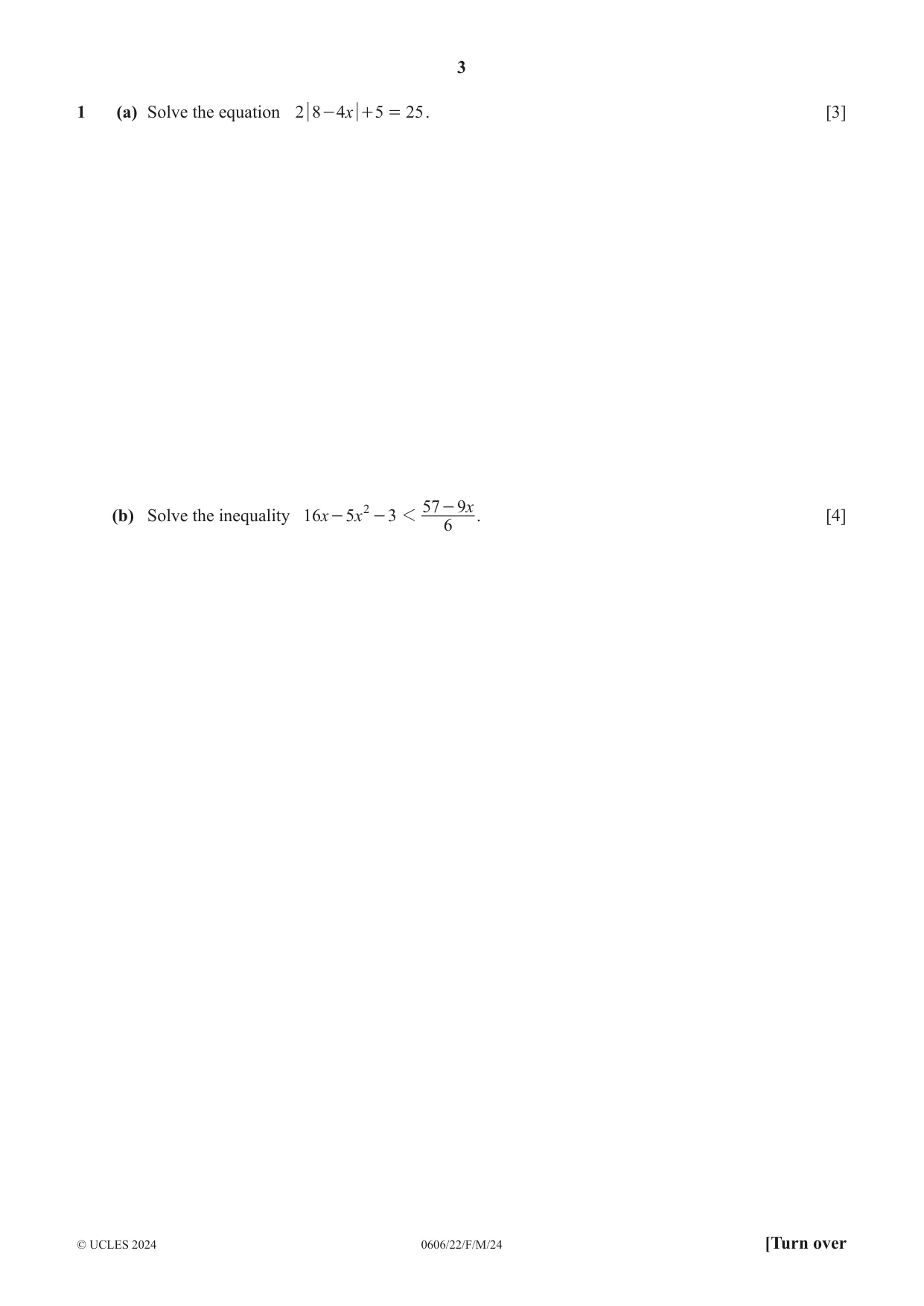 Cambridge IGCSE Mathematics - Additional 0606 2024 Feb/March Paper 2 · Variant 2 question paper, page 3 of 16