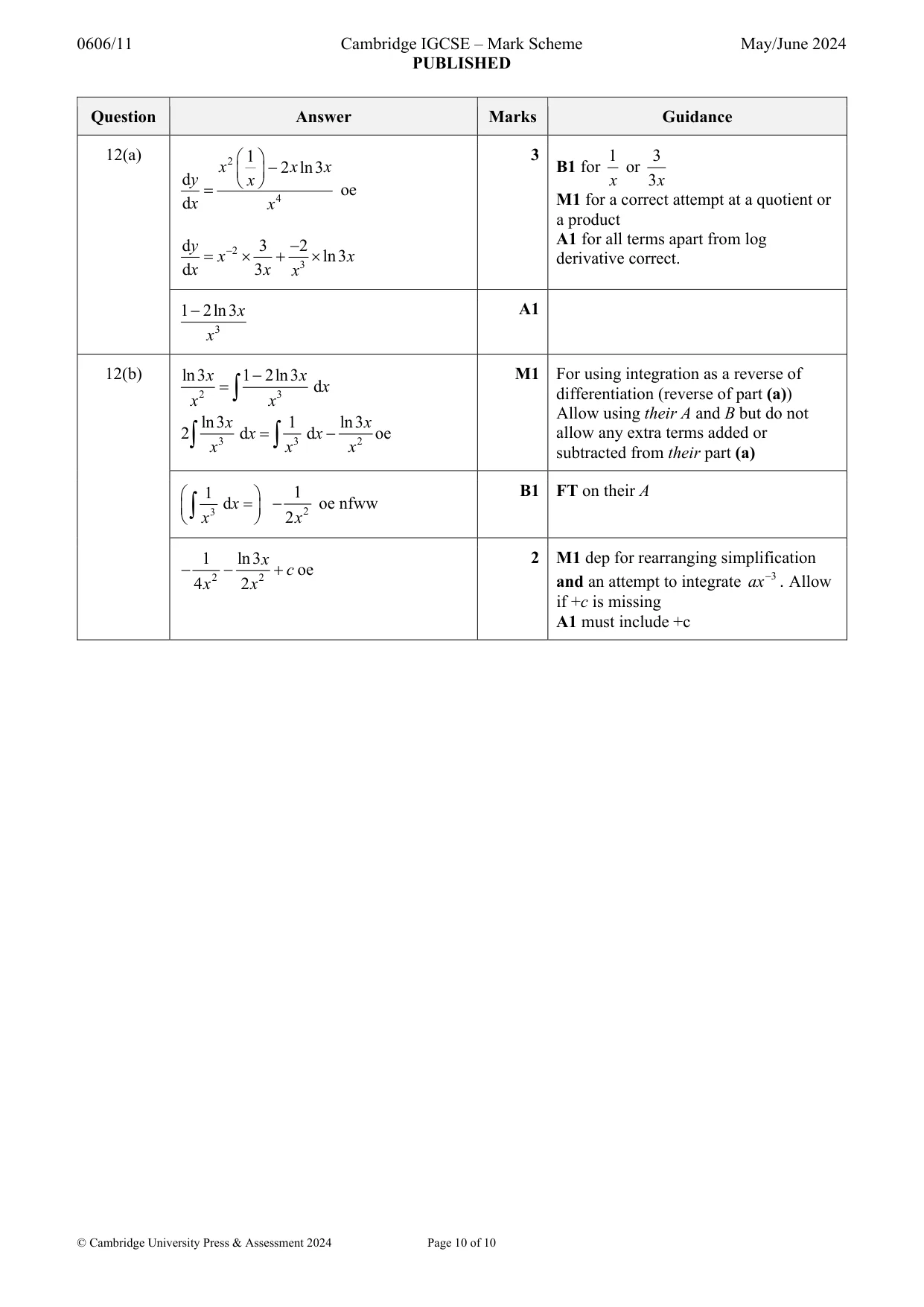 Mark scheme, page 10 of 10