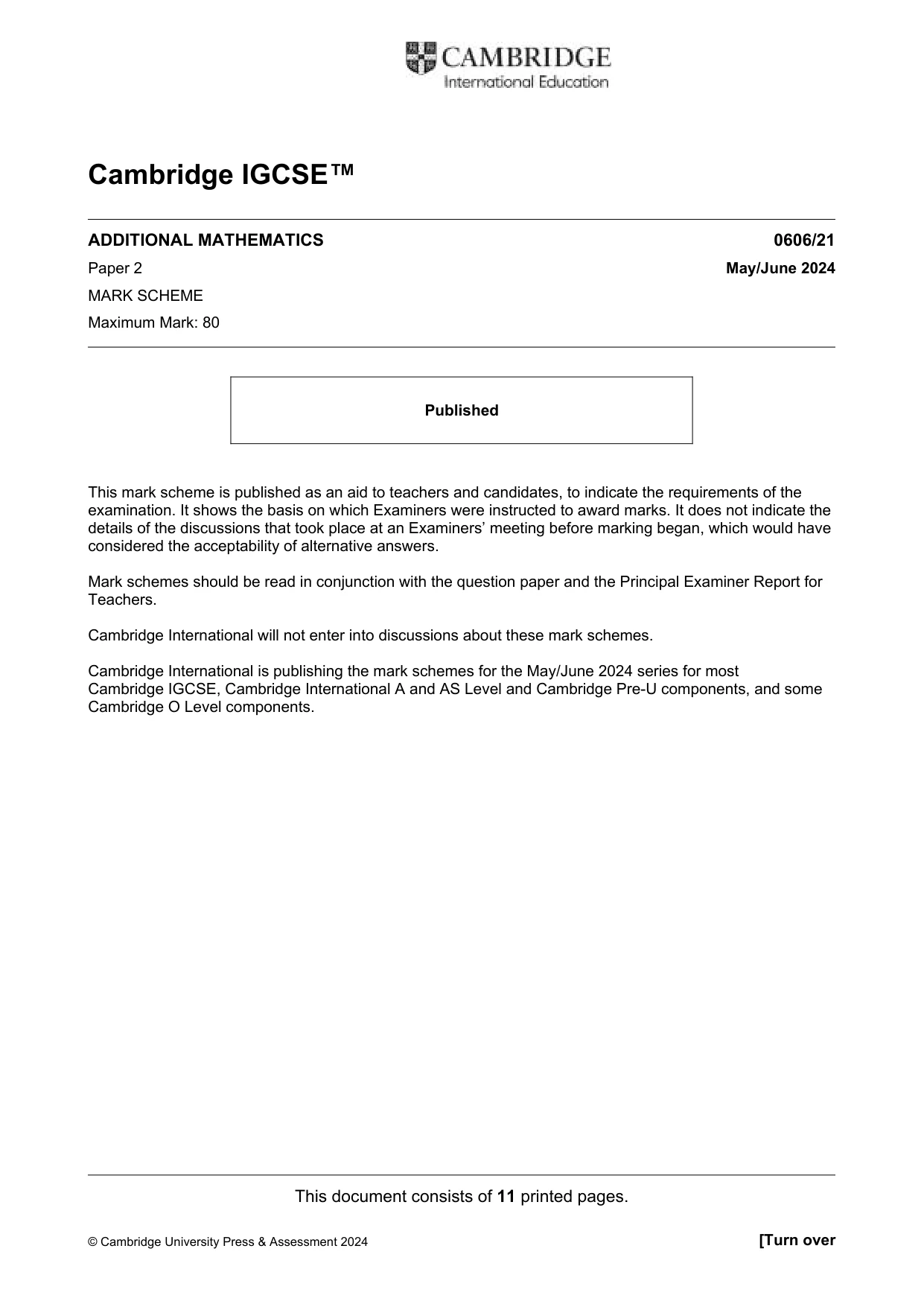 Mark scheme, page 1 of 11