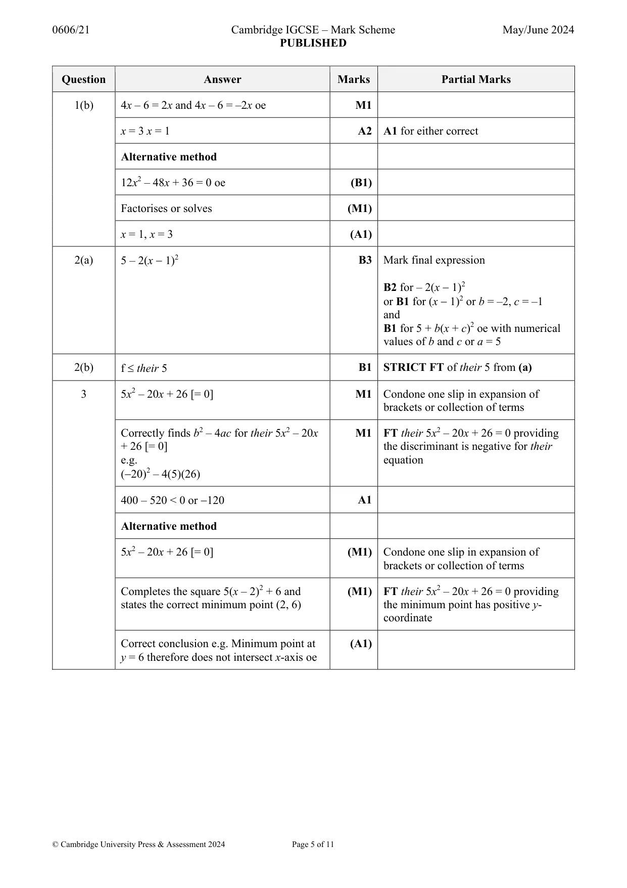 Mark scheme, page 5 of 11