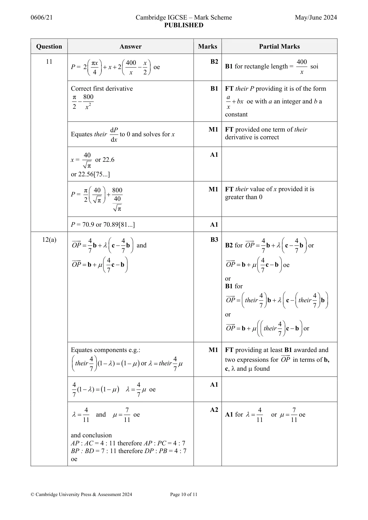 Mark scheme, page 10 of 11