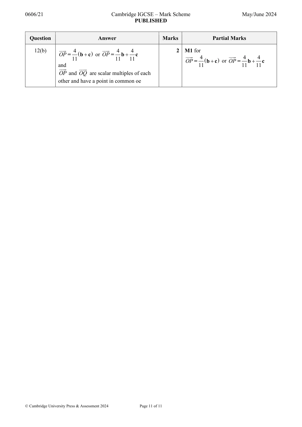 Mark scheme, page 11 of 11