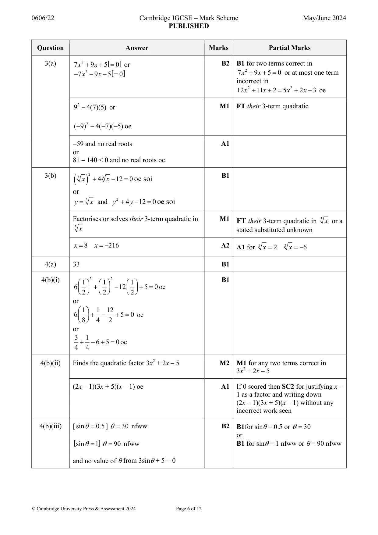 Mark scheme, page 6 of 12