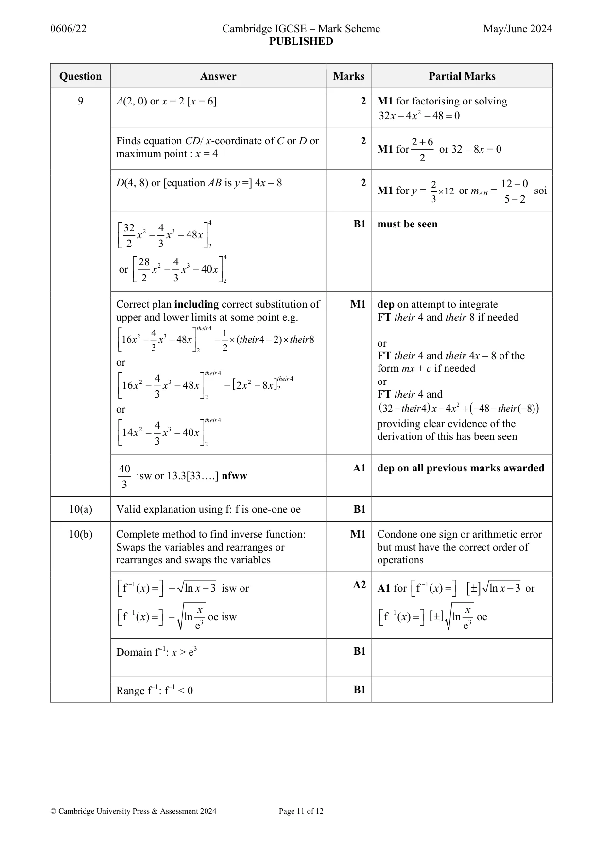 Mark scheme, page 11 of 12