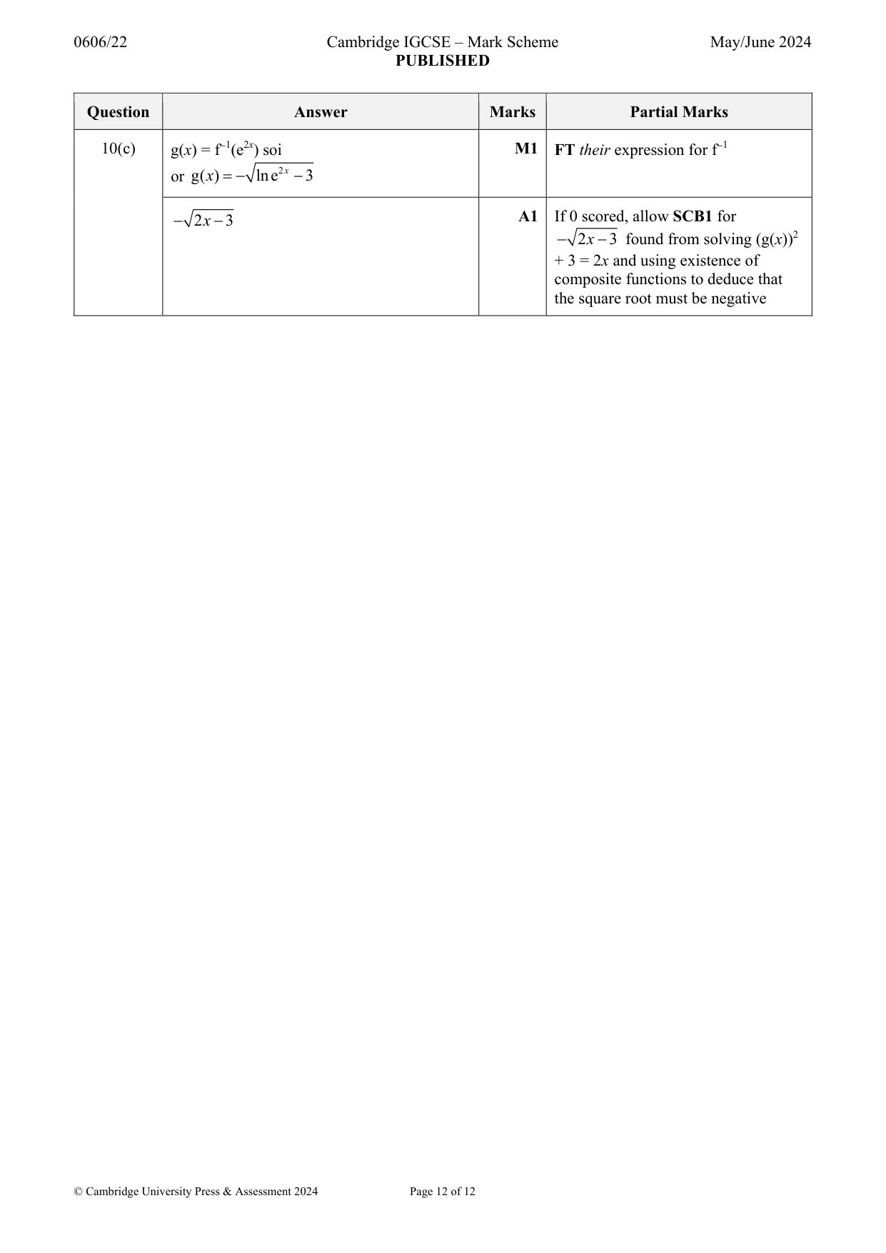Mark scheme, page 12 of 12