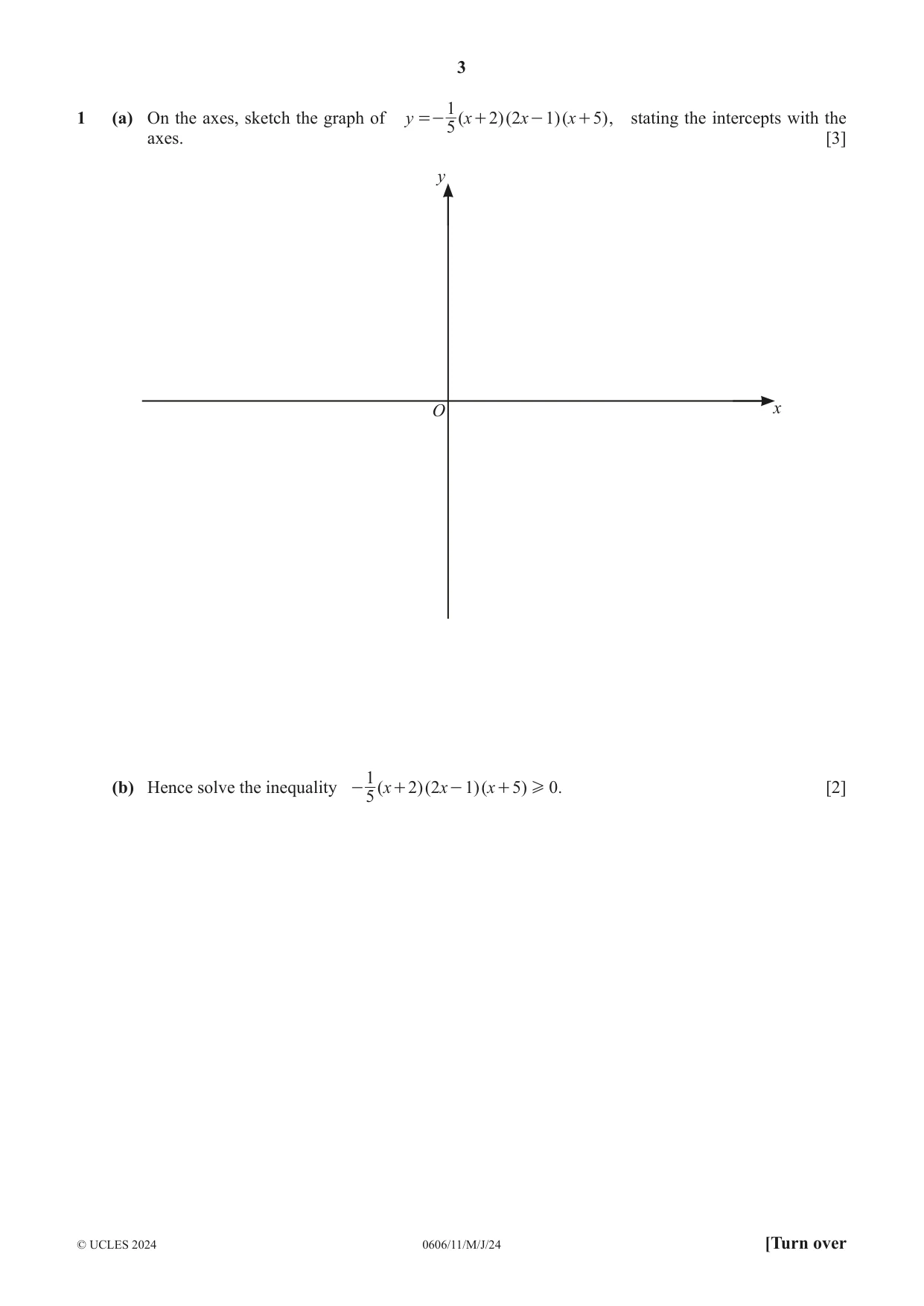 Cambridge IGCSE Mathematics - Additional 0606 2024 May/June Paper 1 · Variant 1 question paper, page 3 of 16