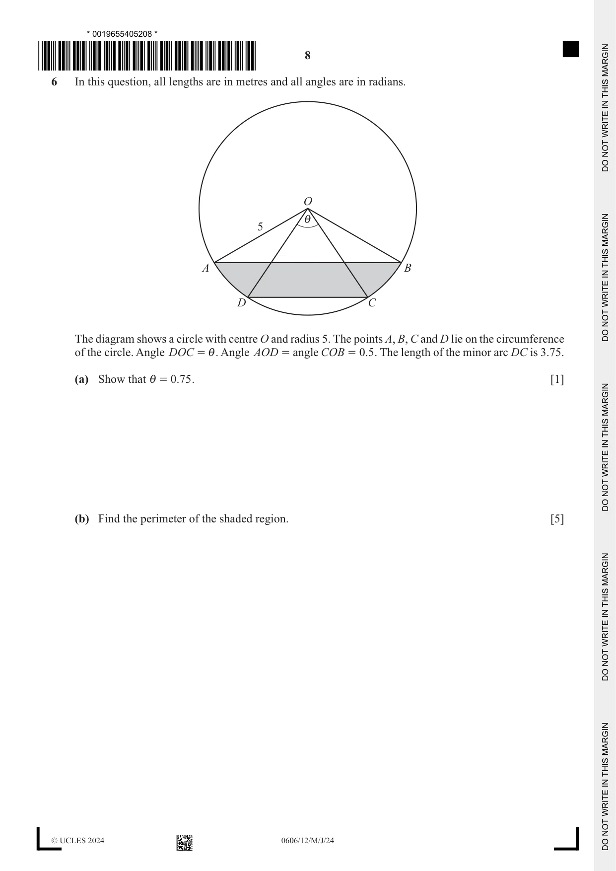 Cambridge IGCSE Mathematics - Additional 0606 2024 May/June Paper 1 · Variant 2 question paper, page 8 of 16