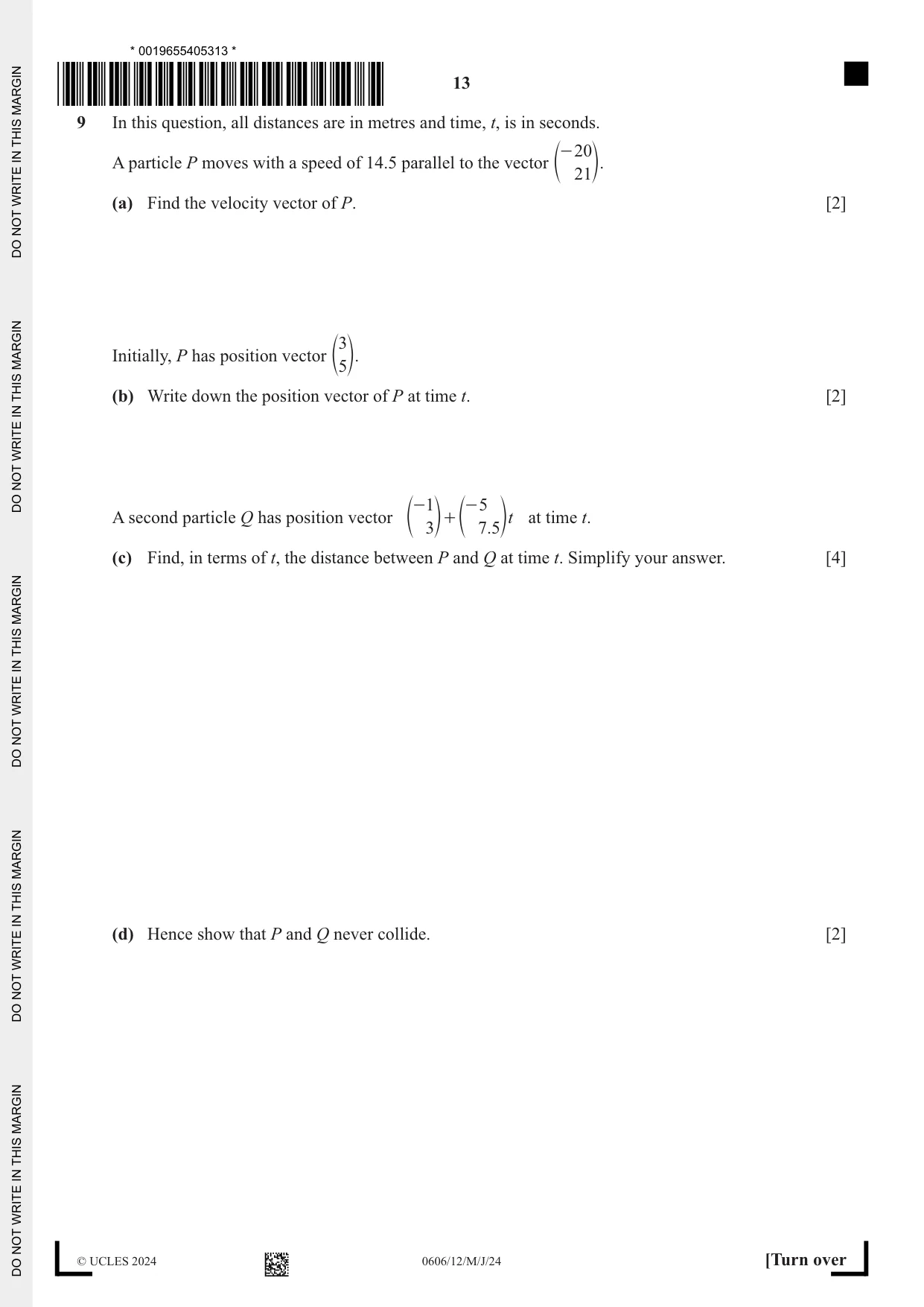 Cambridge IGCSE Mathematics - Additional 0606 2024 May/June Paper 1 · Variant 2 question paper, page 13 of 16