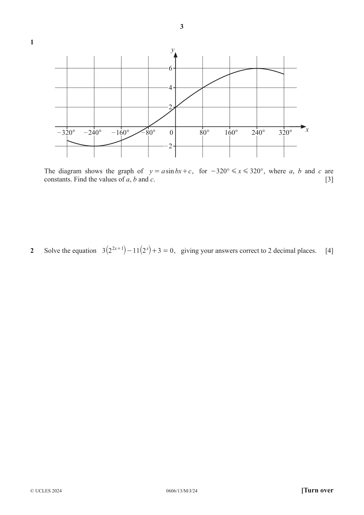 Cambridge IGCSE Mathematics - Additional 0606 2024 May/June Paper 1 · Variant 3 question paper, page 3 of 16