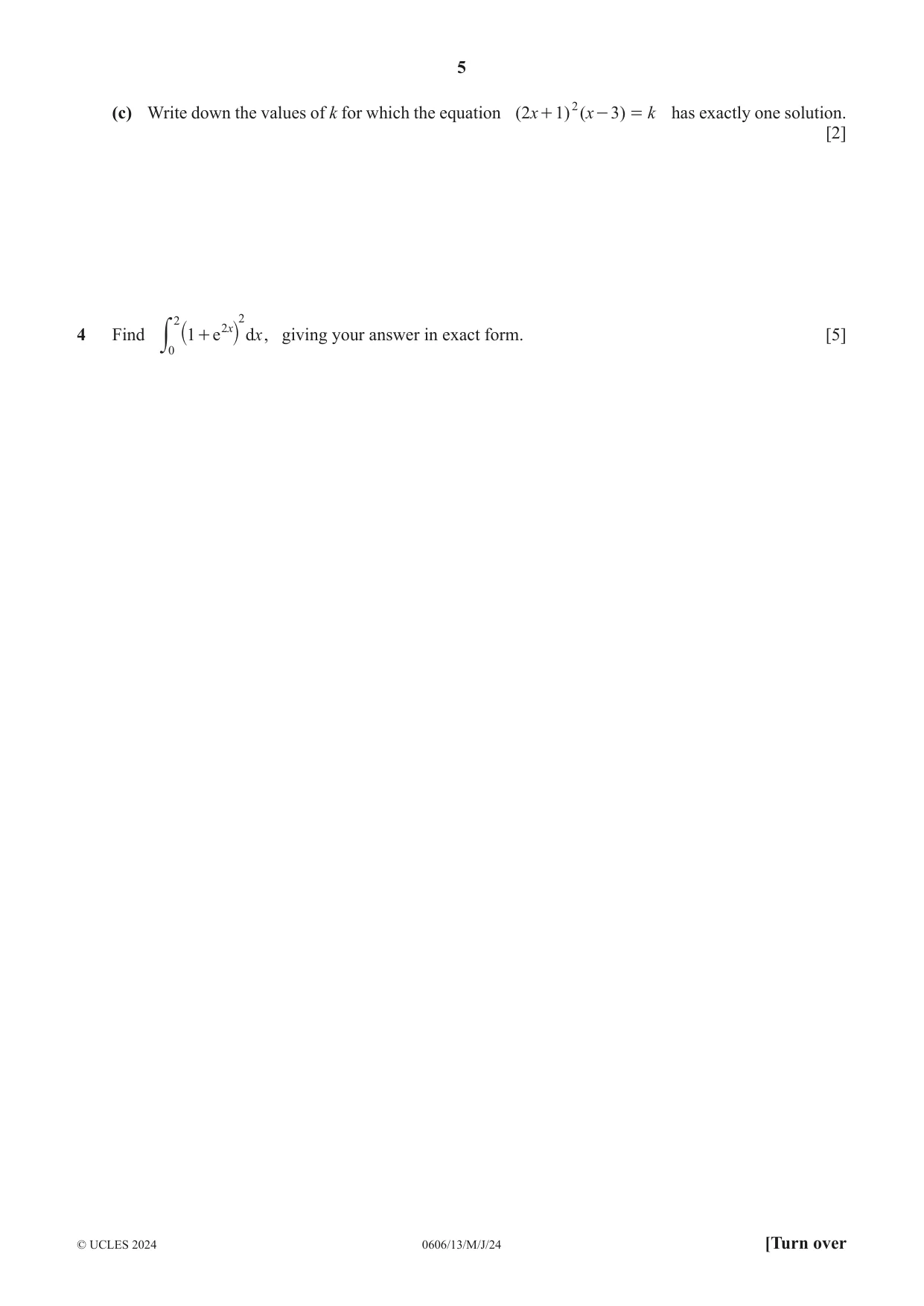 Cambridge IGCSE Mathematics - Additional 0606 2024 May/June Paper 1 · Variant 3 question paper, page 5 of 16