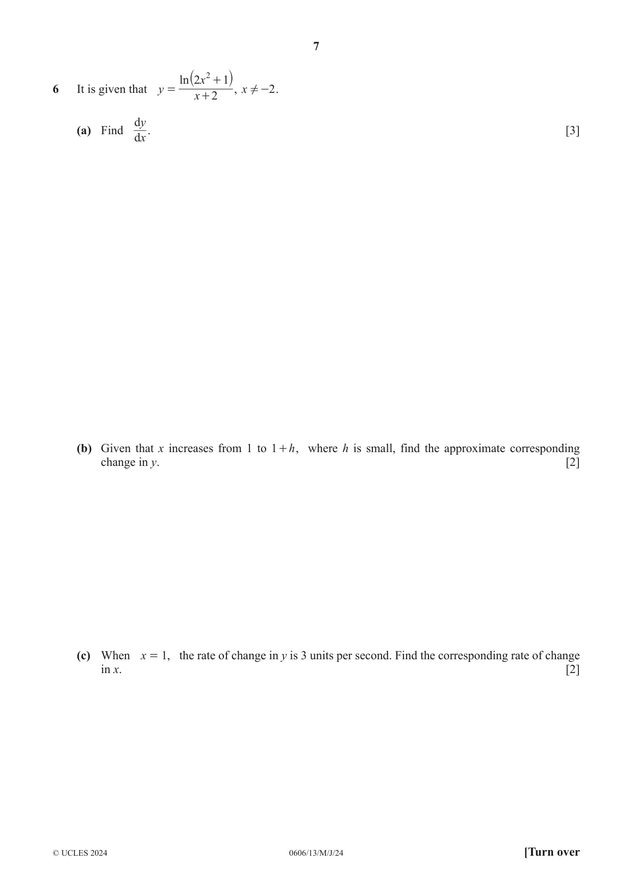 Cambridge IGCSE Mathematics - Additional 0606 2024 May/June Paper 1 · Variant 3 question paper, page 7 of 16