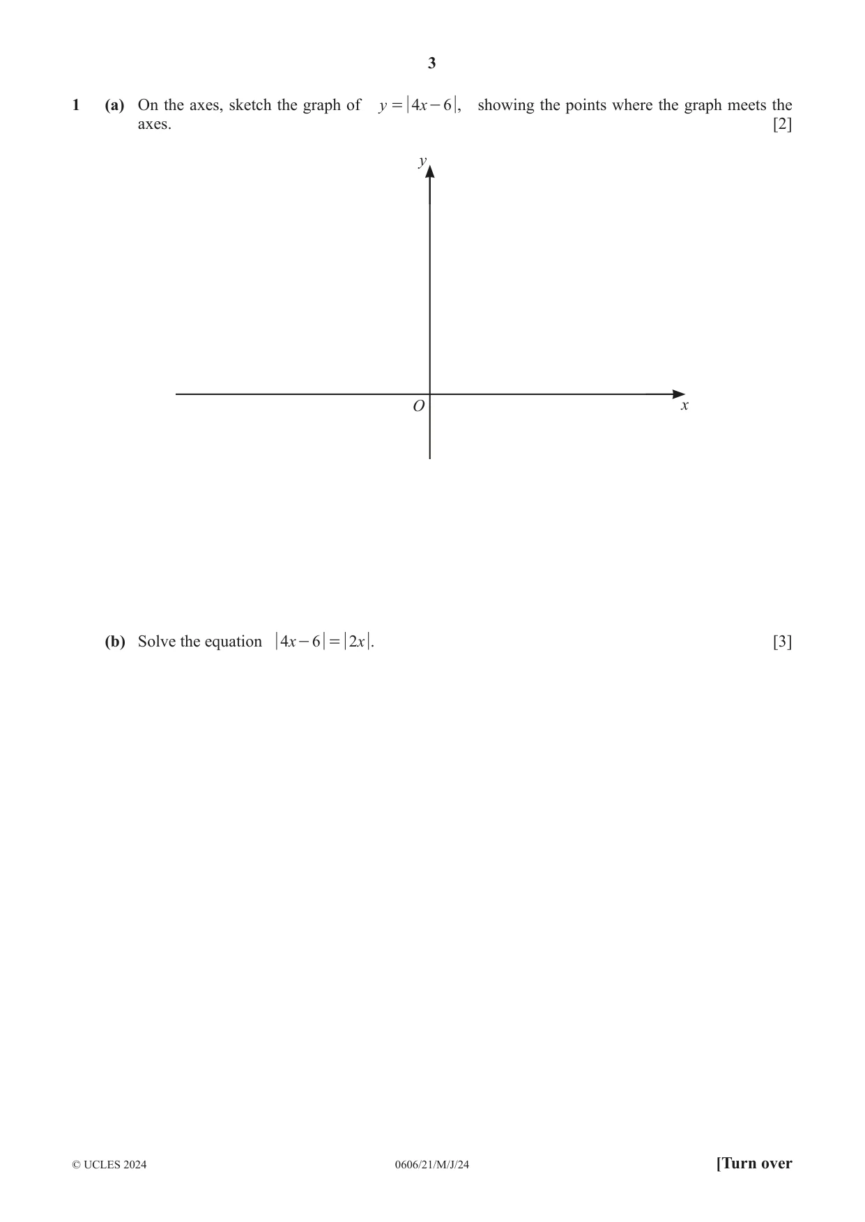 Cambridge IGCSE Mathematics - Additional 0606 2024 May/June Paper 2 · Variant 1 question paper, page 3 of 16