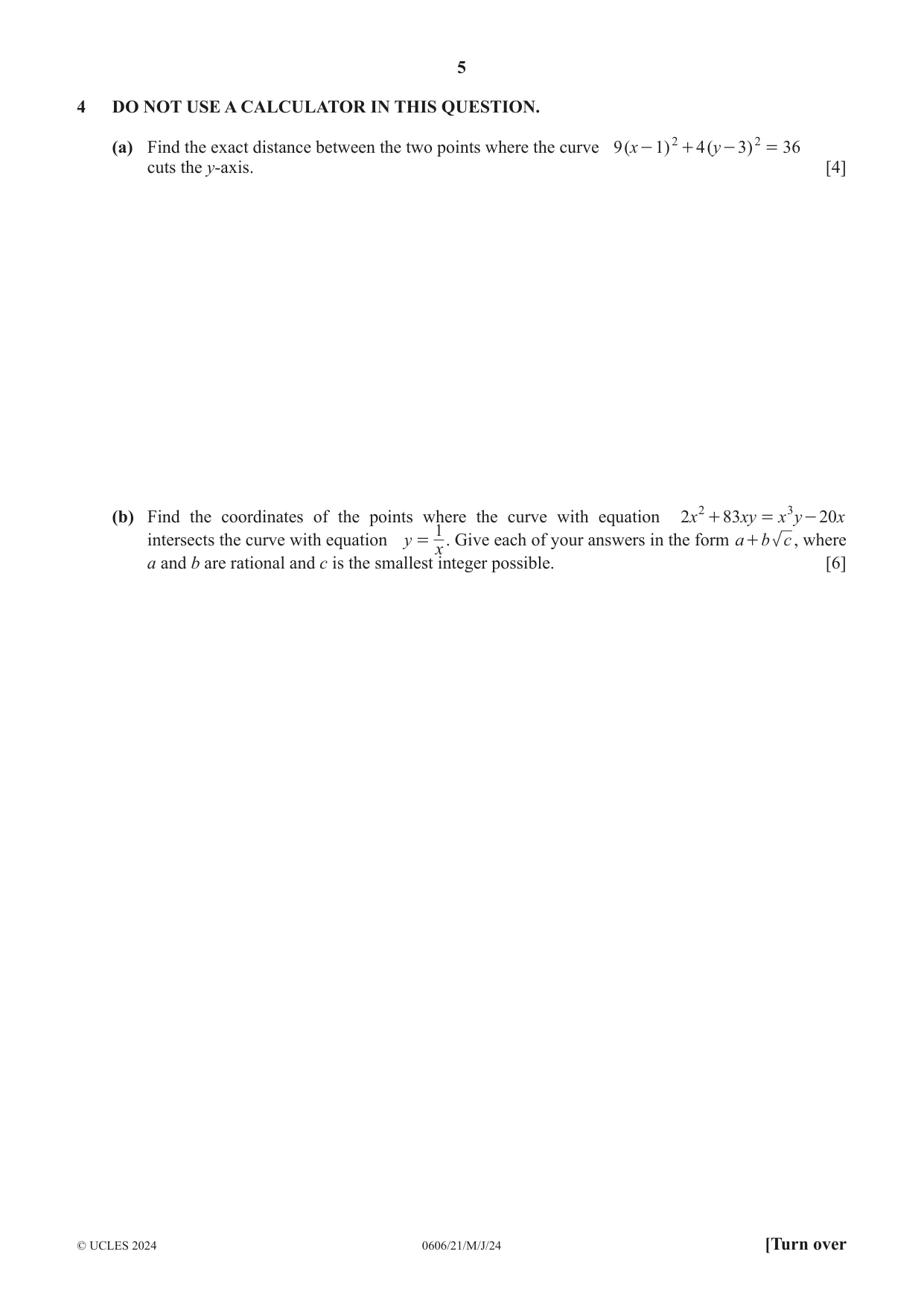 Cambridge IGCSE Mathematics - Additional 0606 2024 May/June Paper 2 · Variant 1 question paper, page 5 of 16