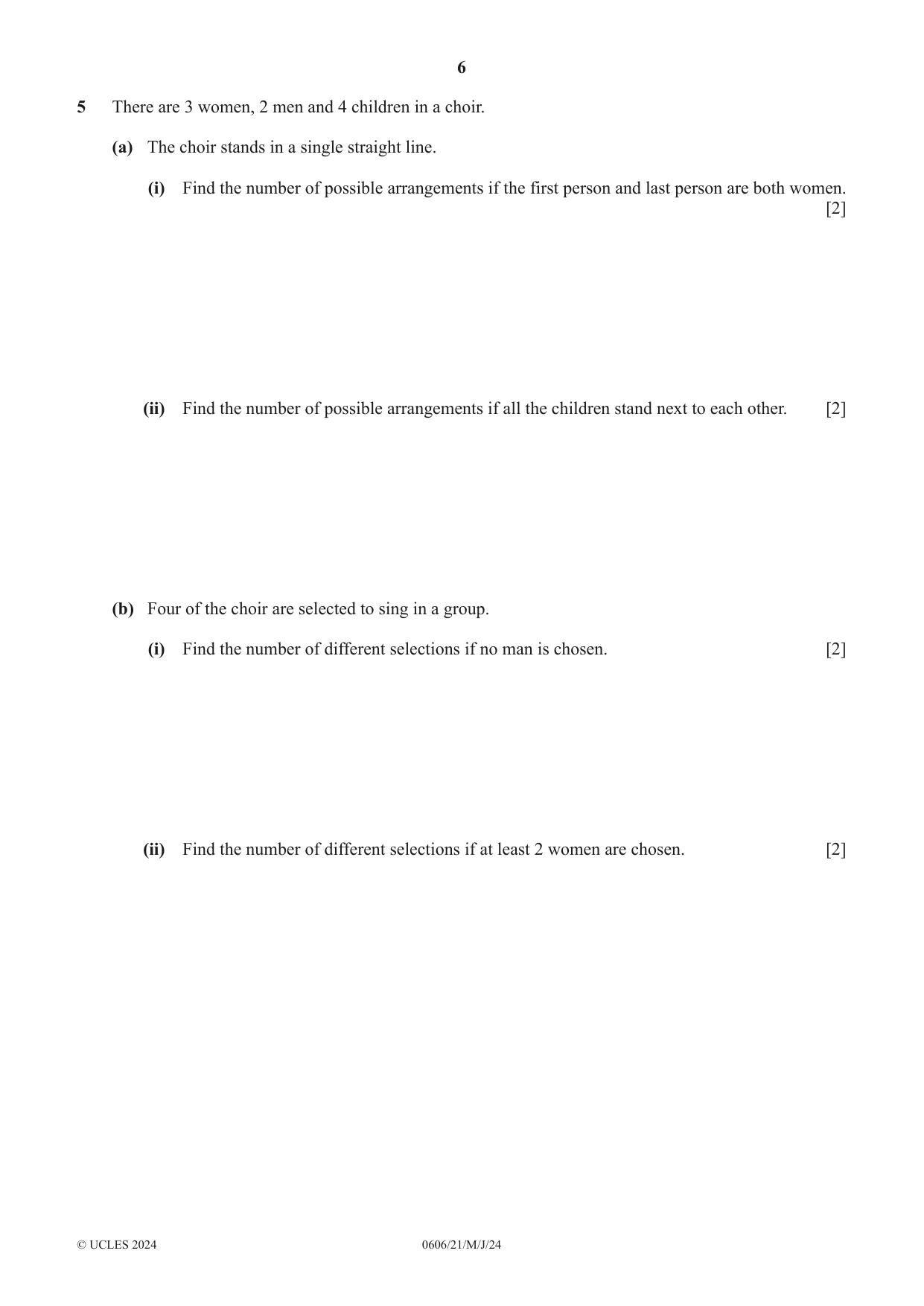 Cambridge IGCSE Mathematics - Additional 0606 2024 May/June Paper 2 · Variant 1 question paper, page 6 of 16