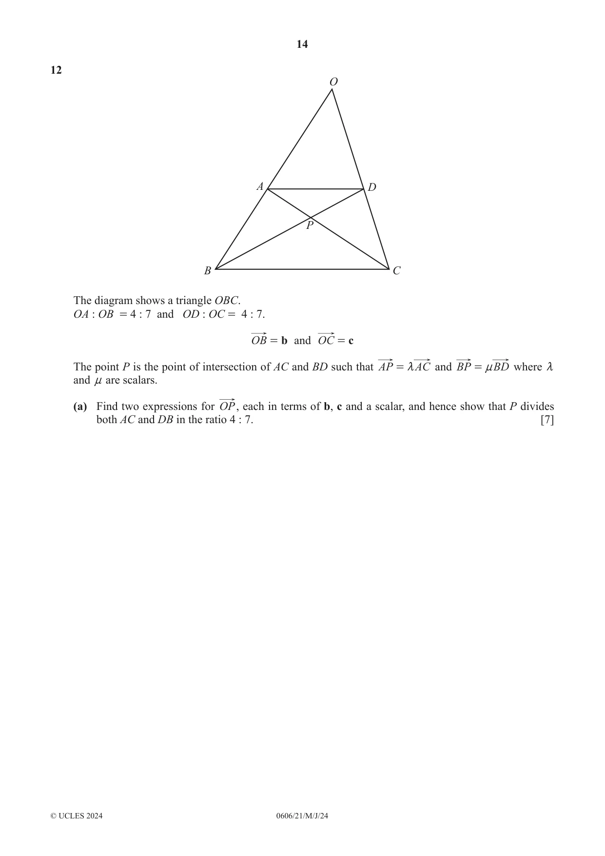Cambridge IGCSE Mathematics - Additional 0606 2024 May/June Paper 2 · Variant 1 question paper, page 14 of 16
