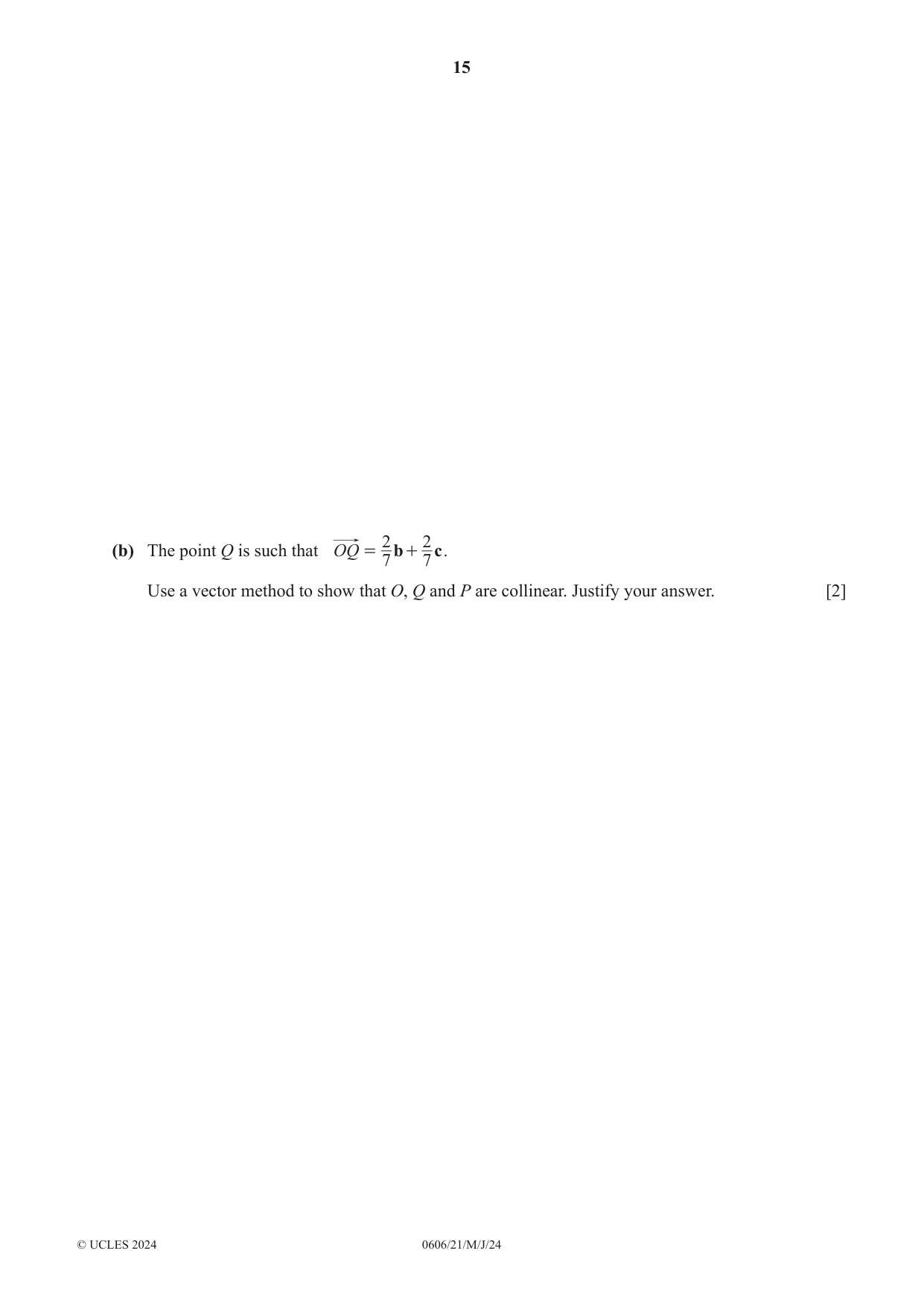 Cambridge IGCSE Mathematics - Additional 0606 2024 May/June Paper 2 · Variant 1 question paper, page 15 of 16