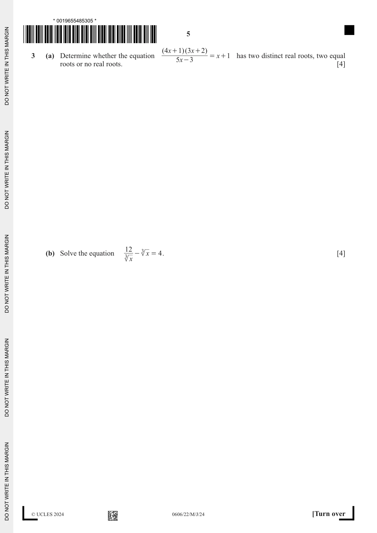 Cambridge IGCSE Mathematics - Additional 0606 2024 May/June Paper 2 · Variant 2 question paper, page 5 of 16