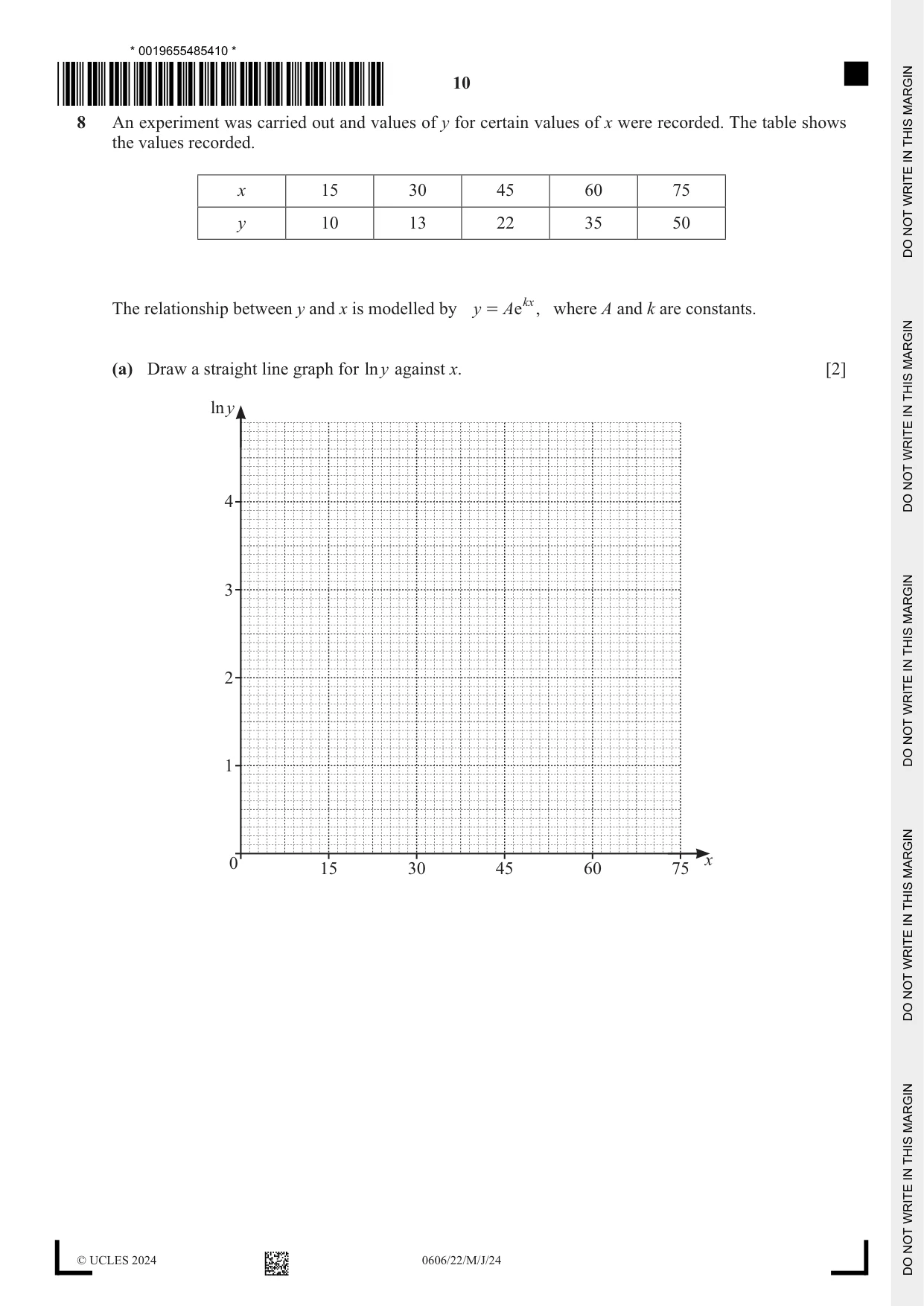 Cambridge IGCSE Mathematics - Additional 0606 2024 May/June Paper 2 · Variant 2 question paper, page 10 of 16