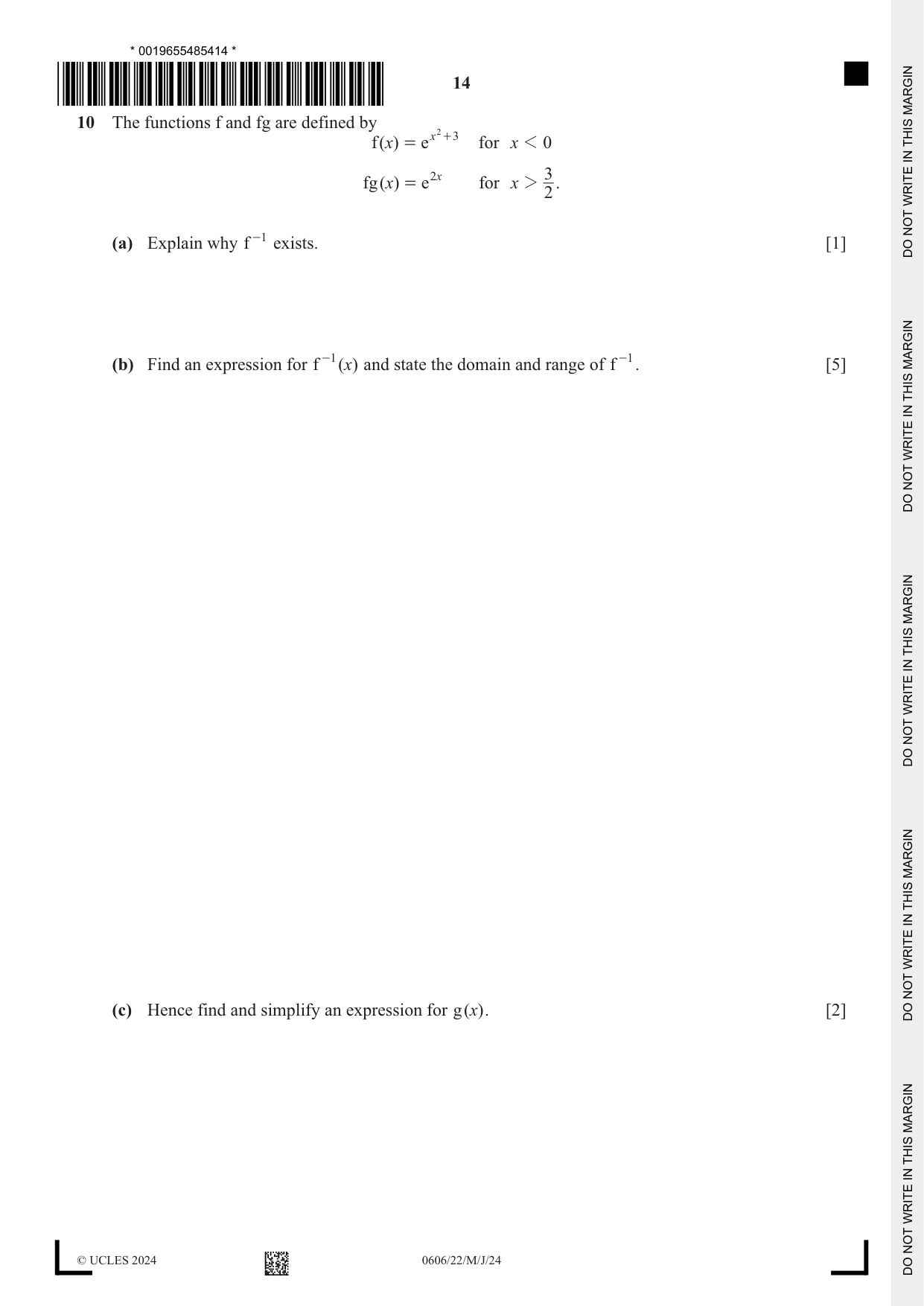 Cambridge IGCSE Mathematics - Additional 0606 2024 May/June Paper 2 · Variant 2 question paper, page 14 of 16