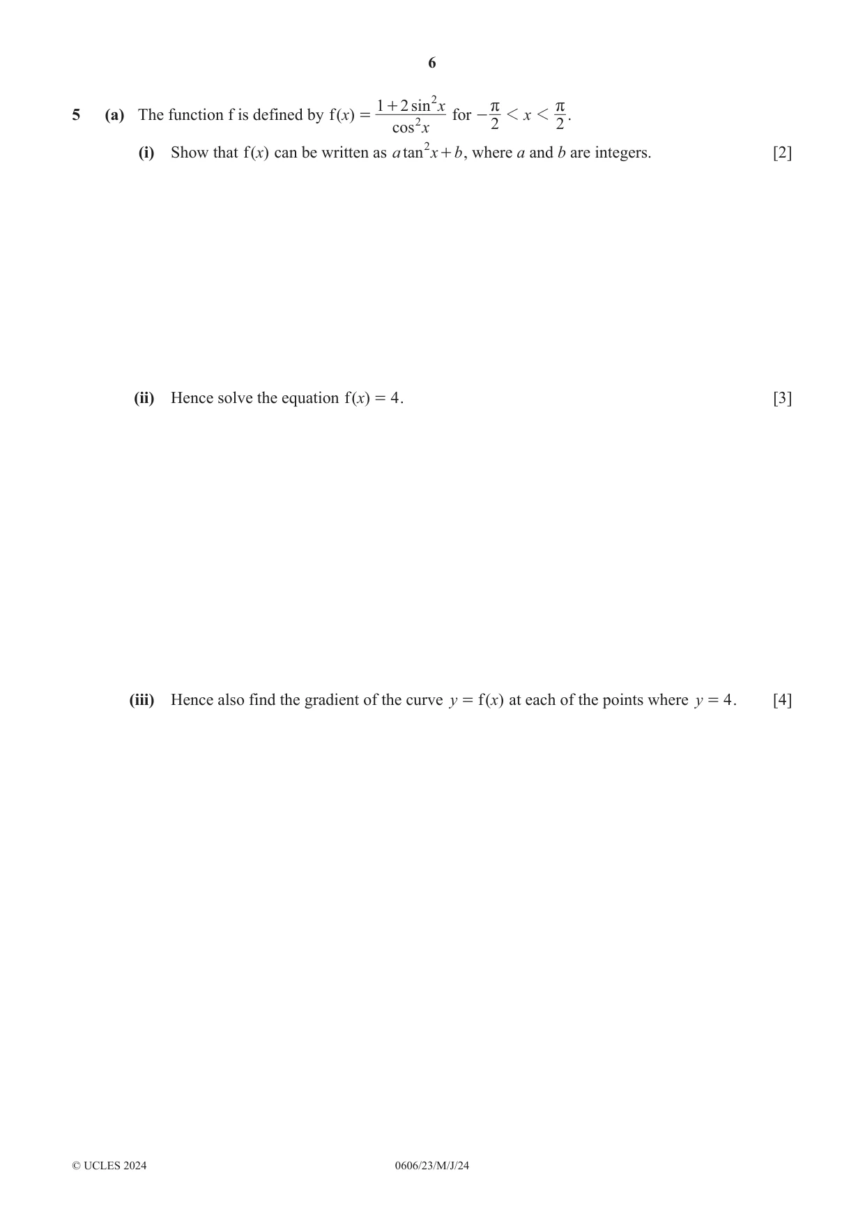 Cambridge IGCSE Mathematics - Additional 0606 2024 May/June Paper 2 · Variant 3 question paper, page 6 of 12