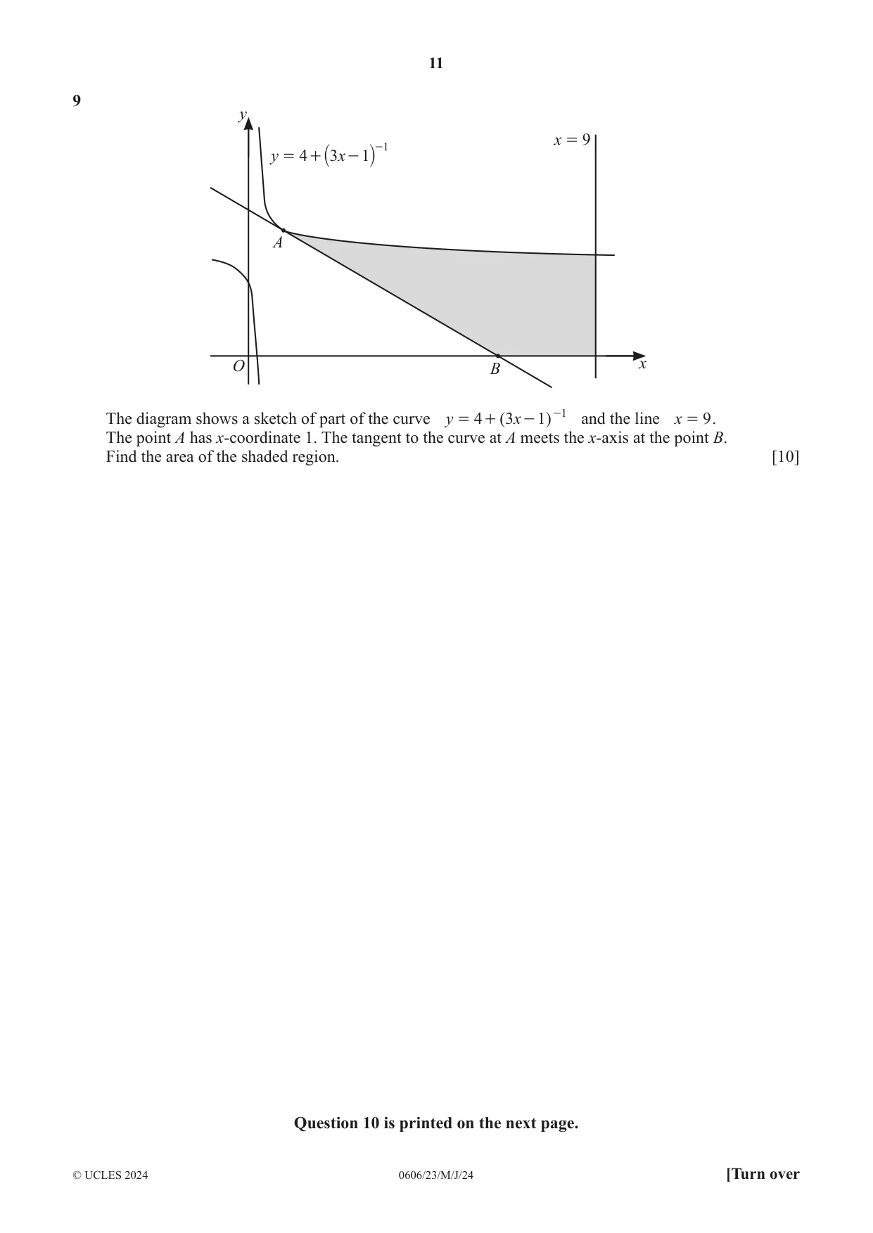 Cambridge IGCSE Mathematics - Additional 0606 2024 May/June Paper 2 · Variant 3 question paper, page 11 of 12