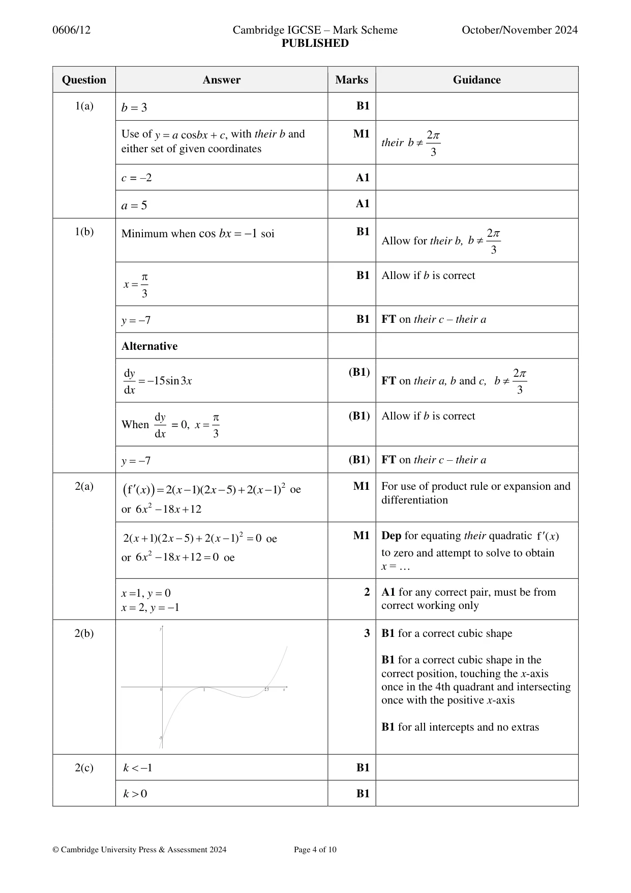 Mark scheme, page 4 of 10