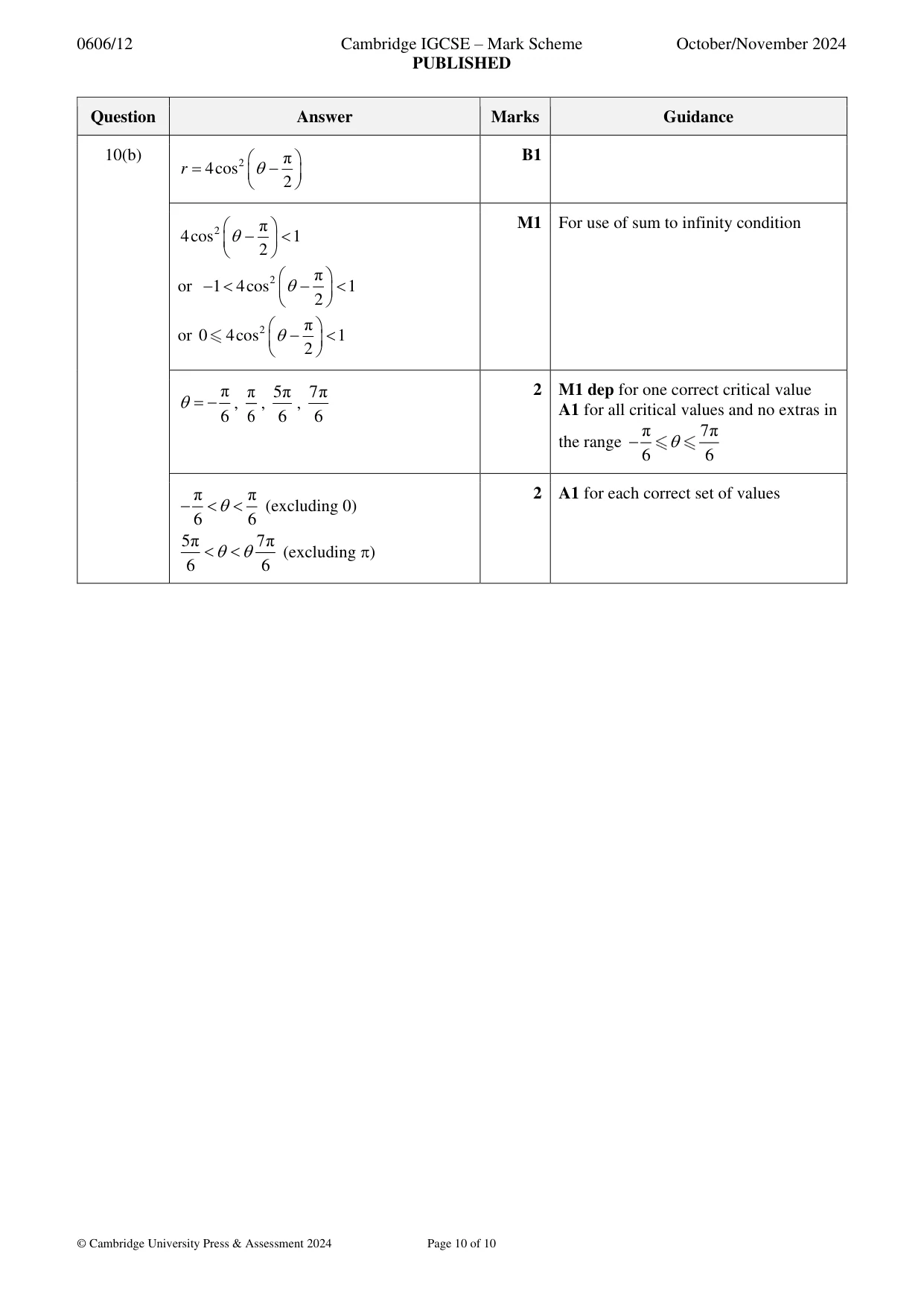 Mark scheme, page 10 of 10
