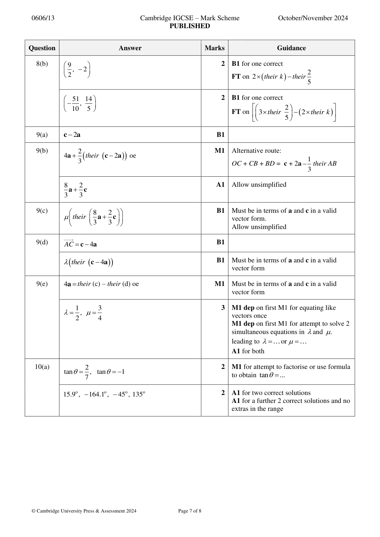 Mark scheme, page 7 of 8