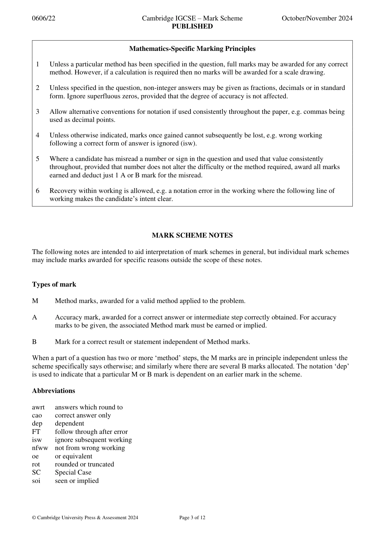 Mark scheme, page 3 of 12