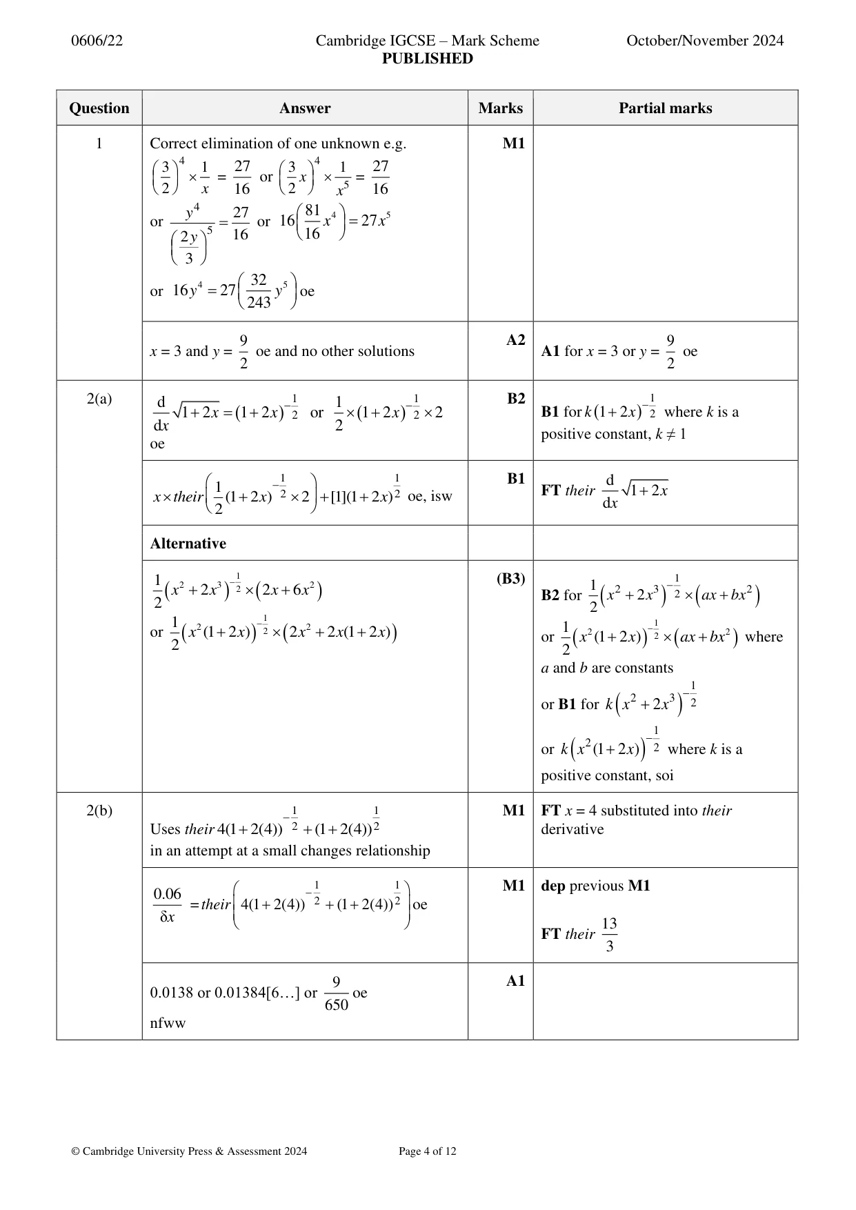 Mark scheme, page 4 of 12