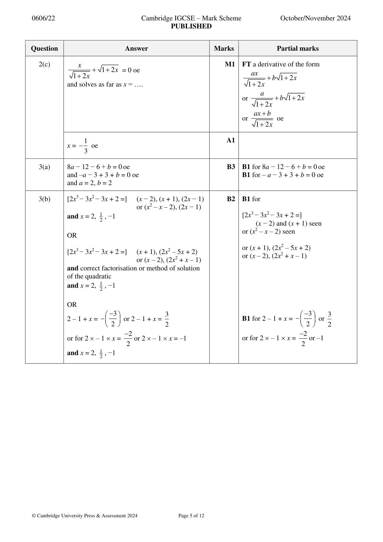 Mark scheme, page 5 of 12