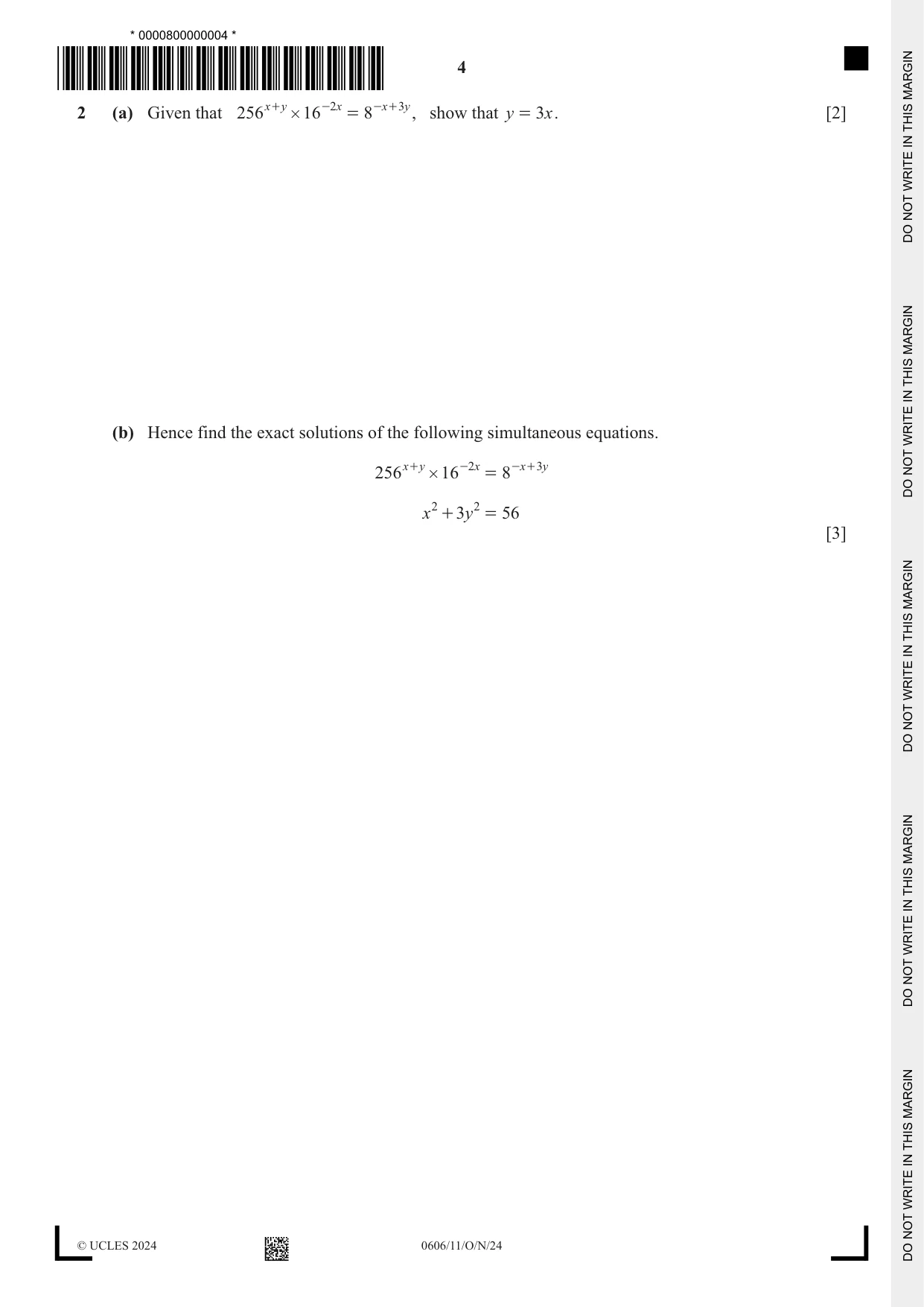 Cambridge IGCSE Mathematics - Additional 0606 2024 Oct/Nov Paper 1 · Variant 1 question paper, page 4 of 16