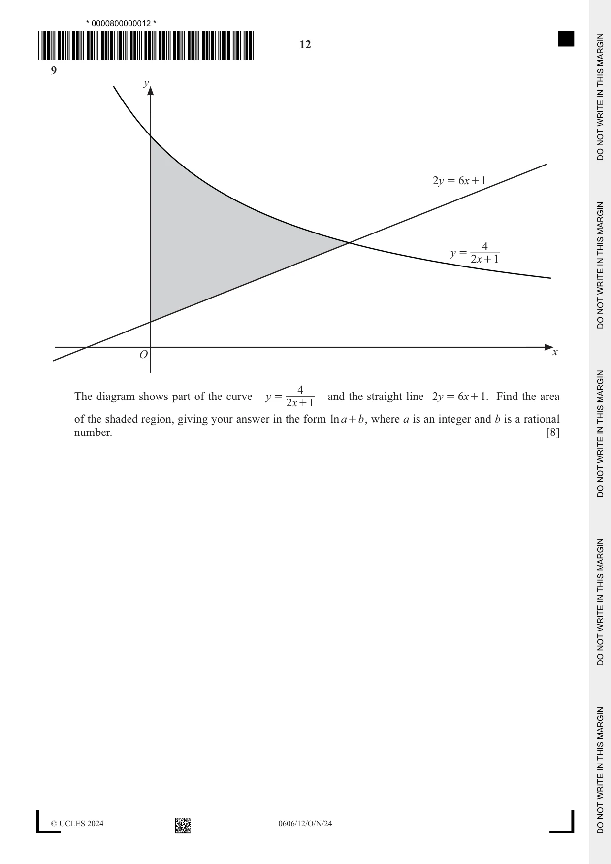 Cambridge IGCSE Mathematics - Additional 0606 2024 Oct/Nov Paper 1 · Variant 2 question paper, page 12 of 16