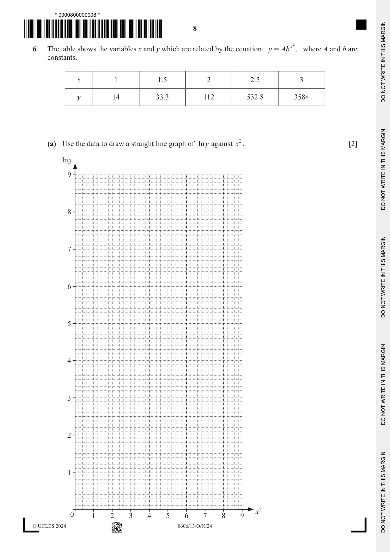 Cambridge IGCSE Mathematics - Additional 0606 2024 Oct/Nov Paper 1 · Variant 3 question paper, page 8 of 16