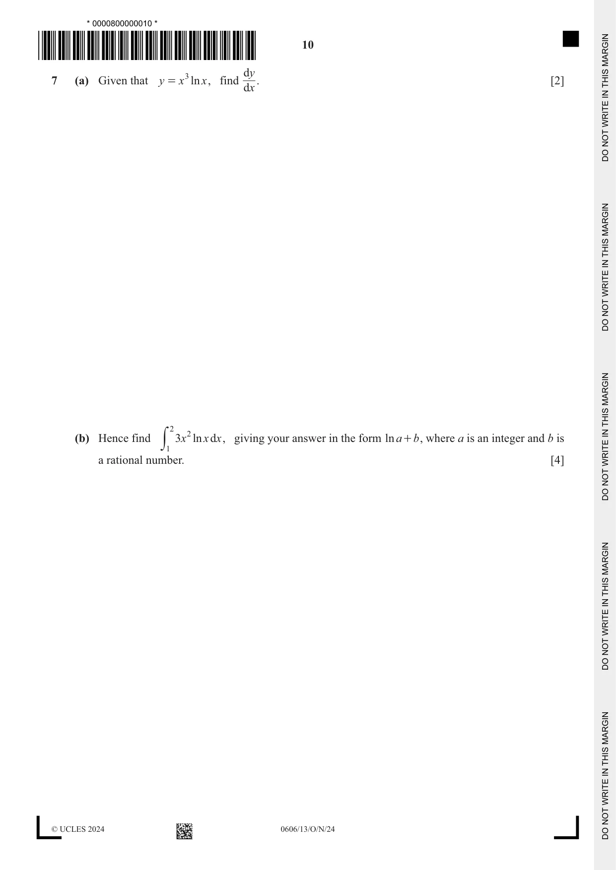 Cambridge IGCSE Mathematics - Additional 0606 2024 Oct/Nov Paper 1 · Variant 3 question paper, page 10 of 16