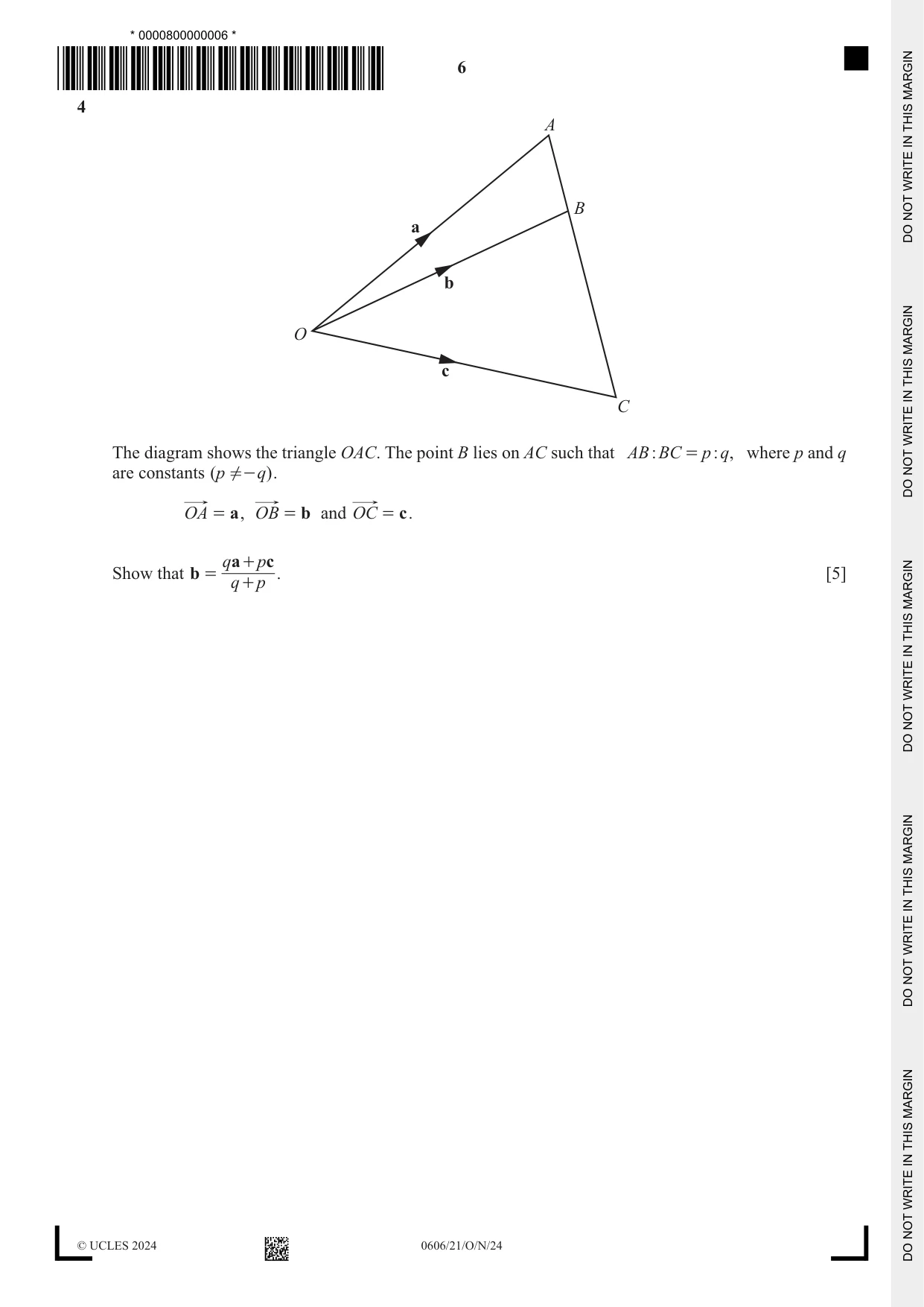 Cambridge IGCSE Mathematics - Additional 0606 2024 Oct/Nov Paper 2 · Variant 1 question paper, page 6 of 16