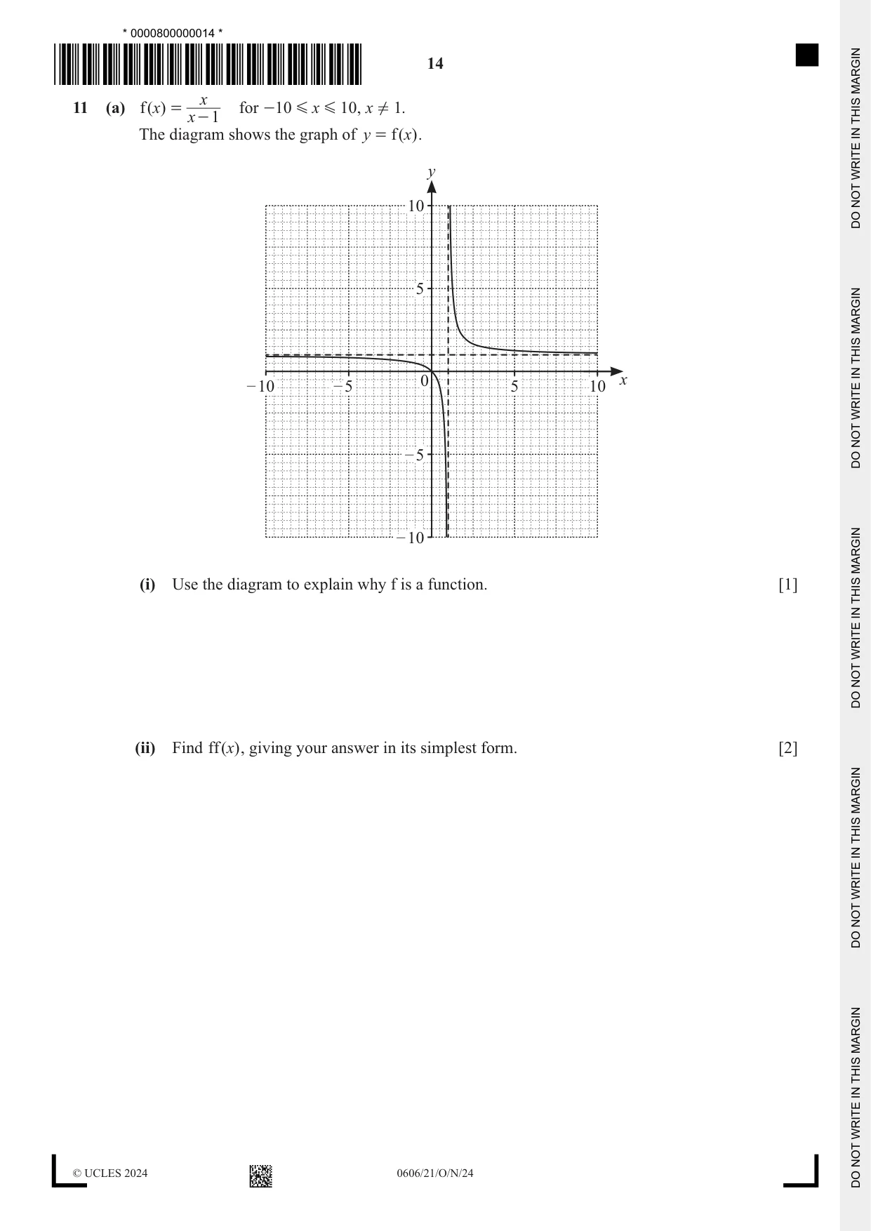Cambridge IGCSE Mathematics - Additional 0606 2024 Oct/Nov Paper 2 · Variant 1 question paper, page 14 of 16