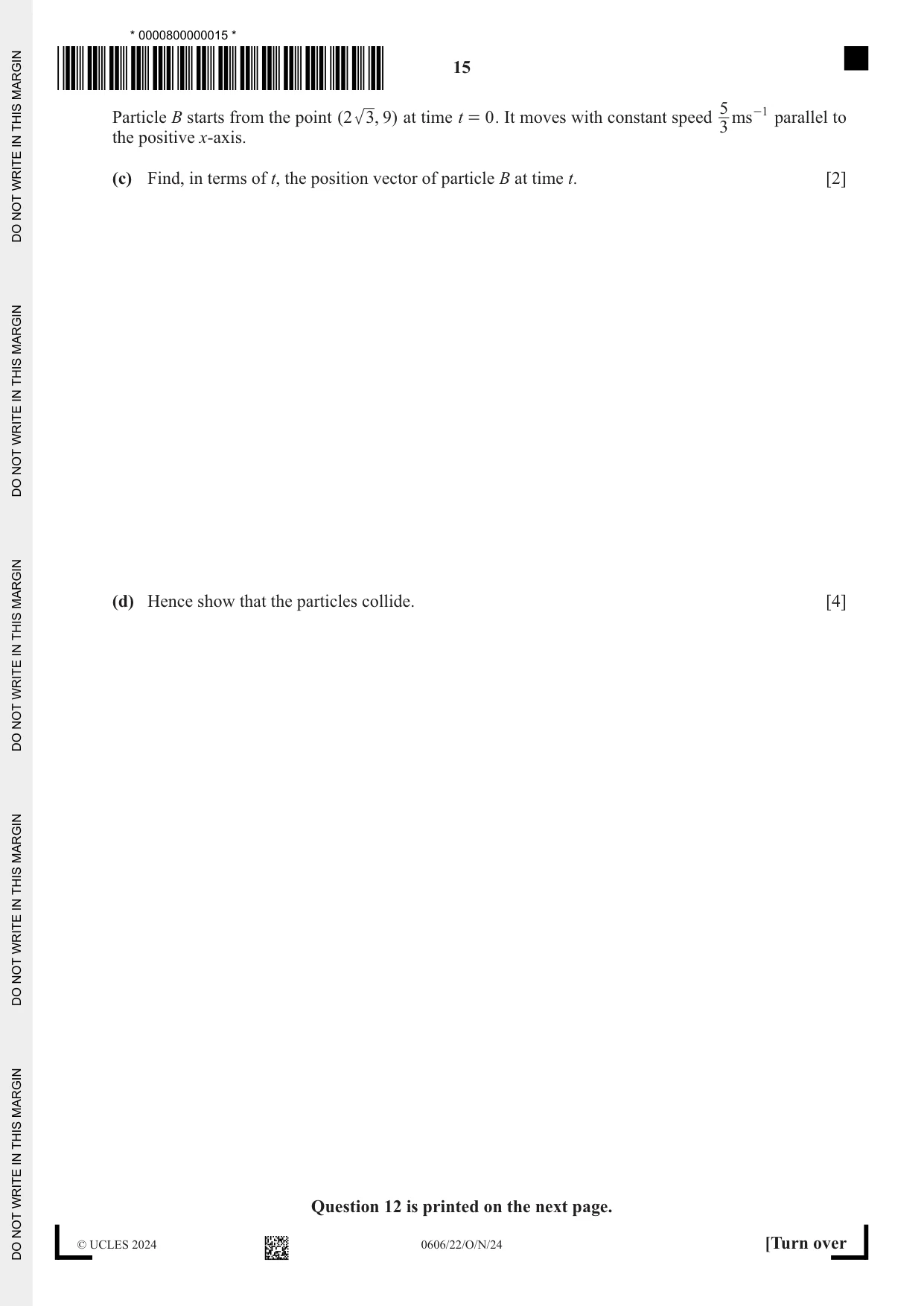 Cambridge IGCSE Mathematics - Additional 0606 2024 Oct/Nov Paper 2 · Variant 2 question paper, page 15 of 16