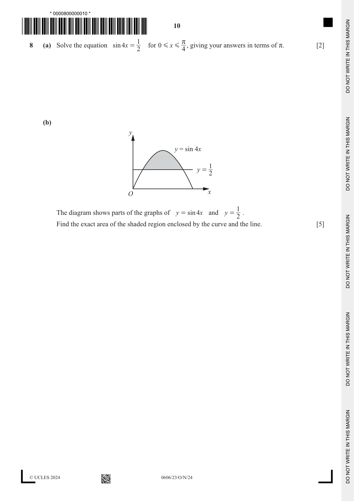 Cambridge IGCSE Mathematics - Additional 0606 2024 Oct/Nov Paper 2 · Variant 3 question paper, page 10 of 16