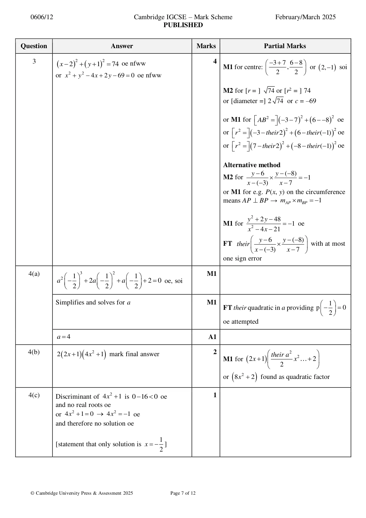 Mark scheme, page 7 of 12