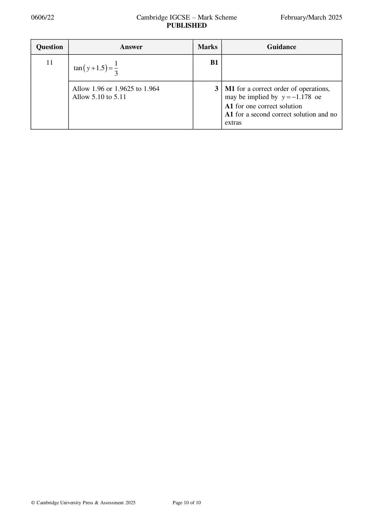Mark scheme, page 10 of 10