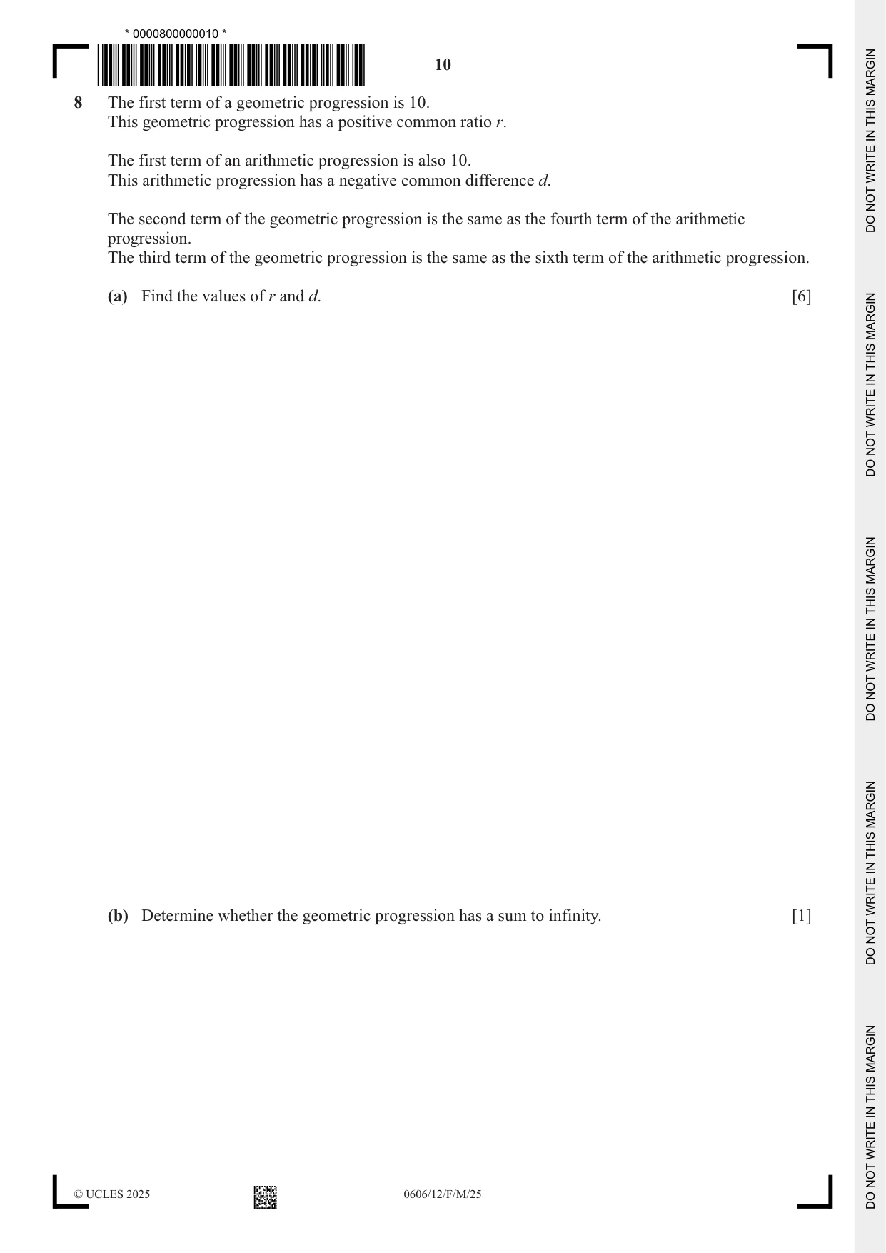 Cambridge IGCSE Mathematics - Additional 0606 2025 Feb/March Paper 1 · Variant 2 question paper, page 10 of 16