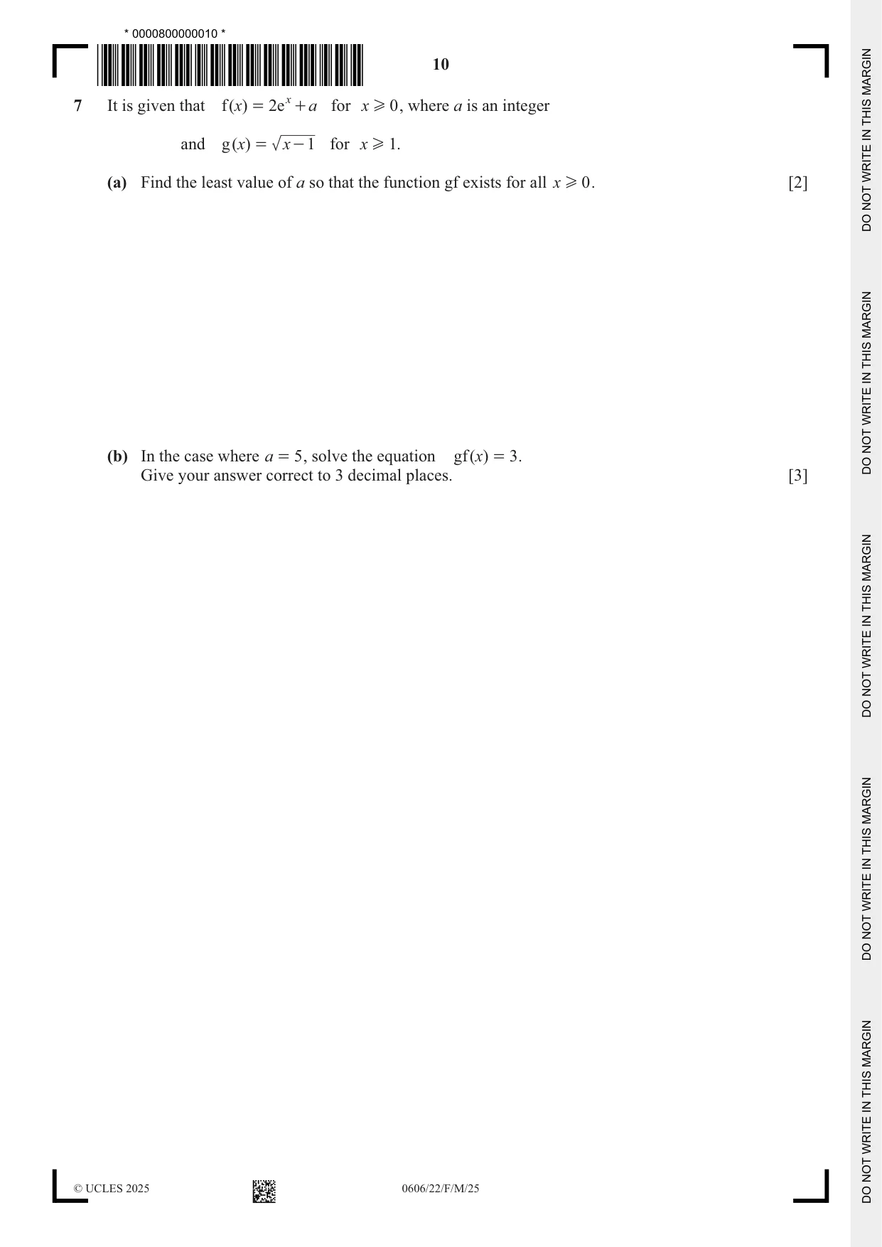 Cambridge IGCSE Mathematics - Additional 0606 2025 Feb/March Paper 2 · Variant 2 question paper, page 10 of 16